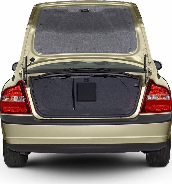 Open trunk and taillights rear view of a sedan