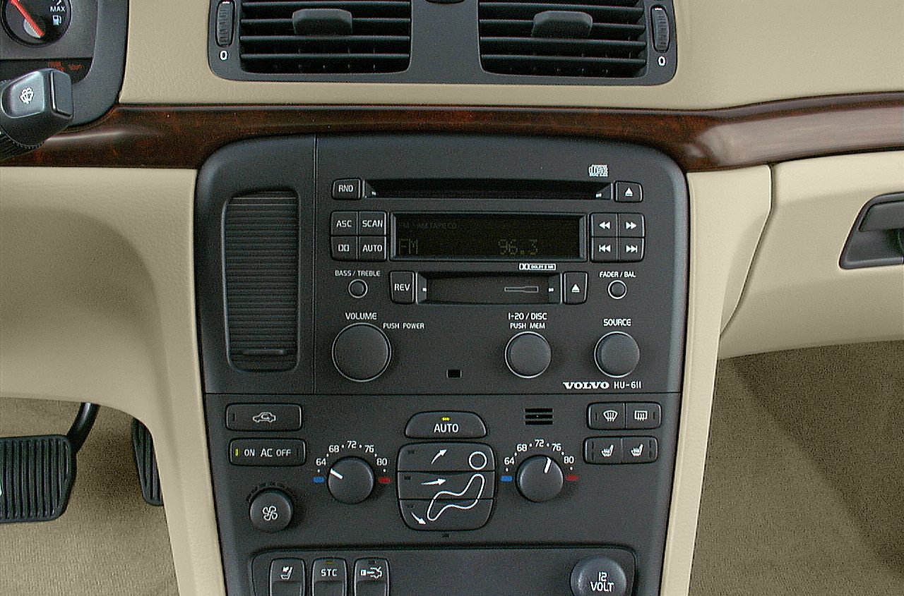 Classic dashboard with built-in audio system and climate control knobs