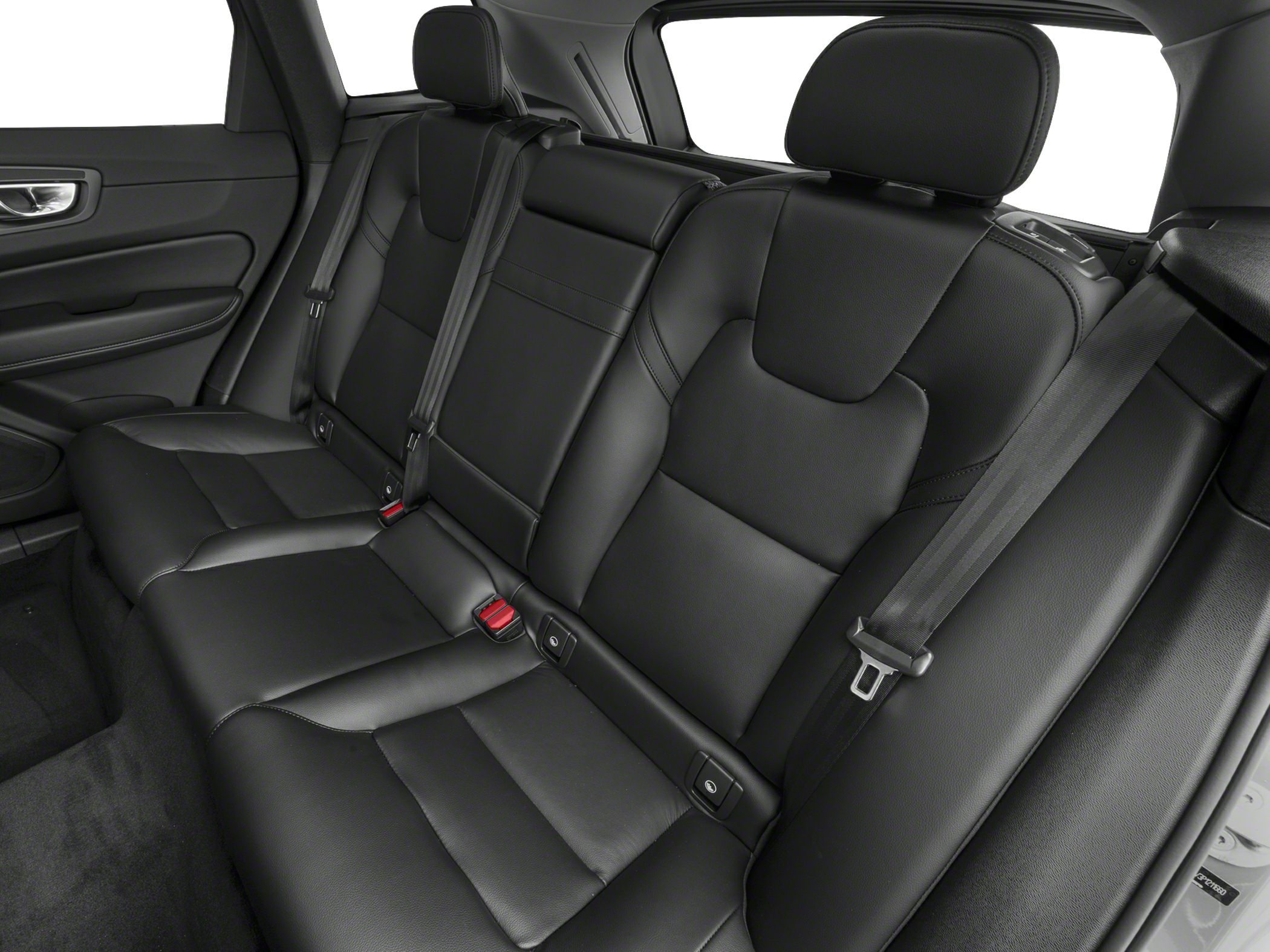 Black leather rear seats with headrests and seat belts