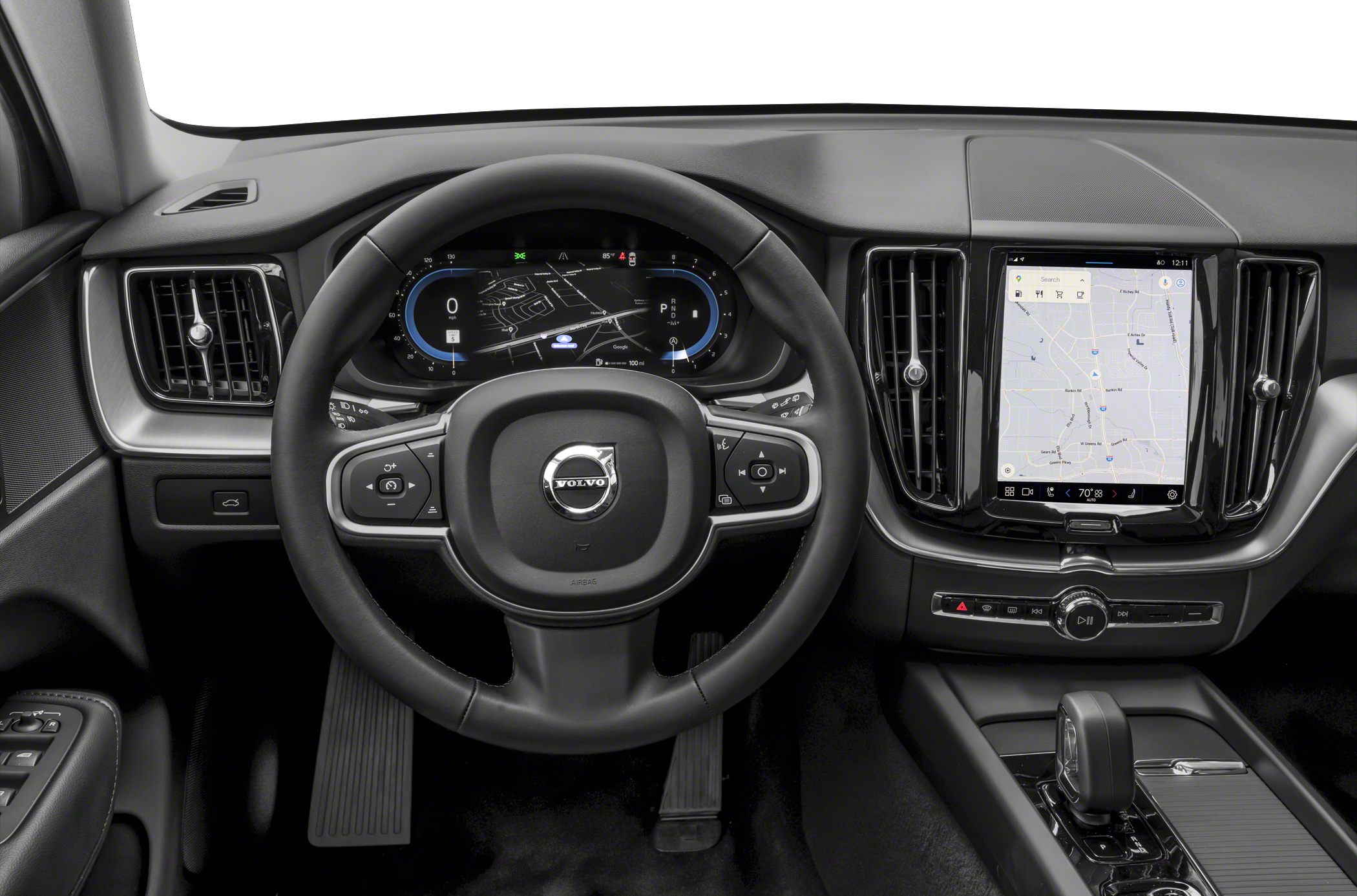 Digital instrument cluster with navigation and large touchscreen infotainment system