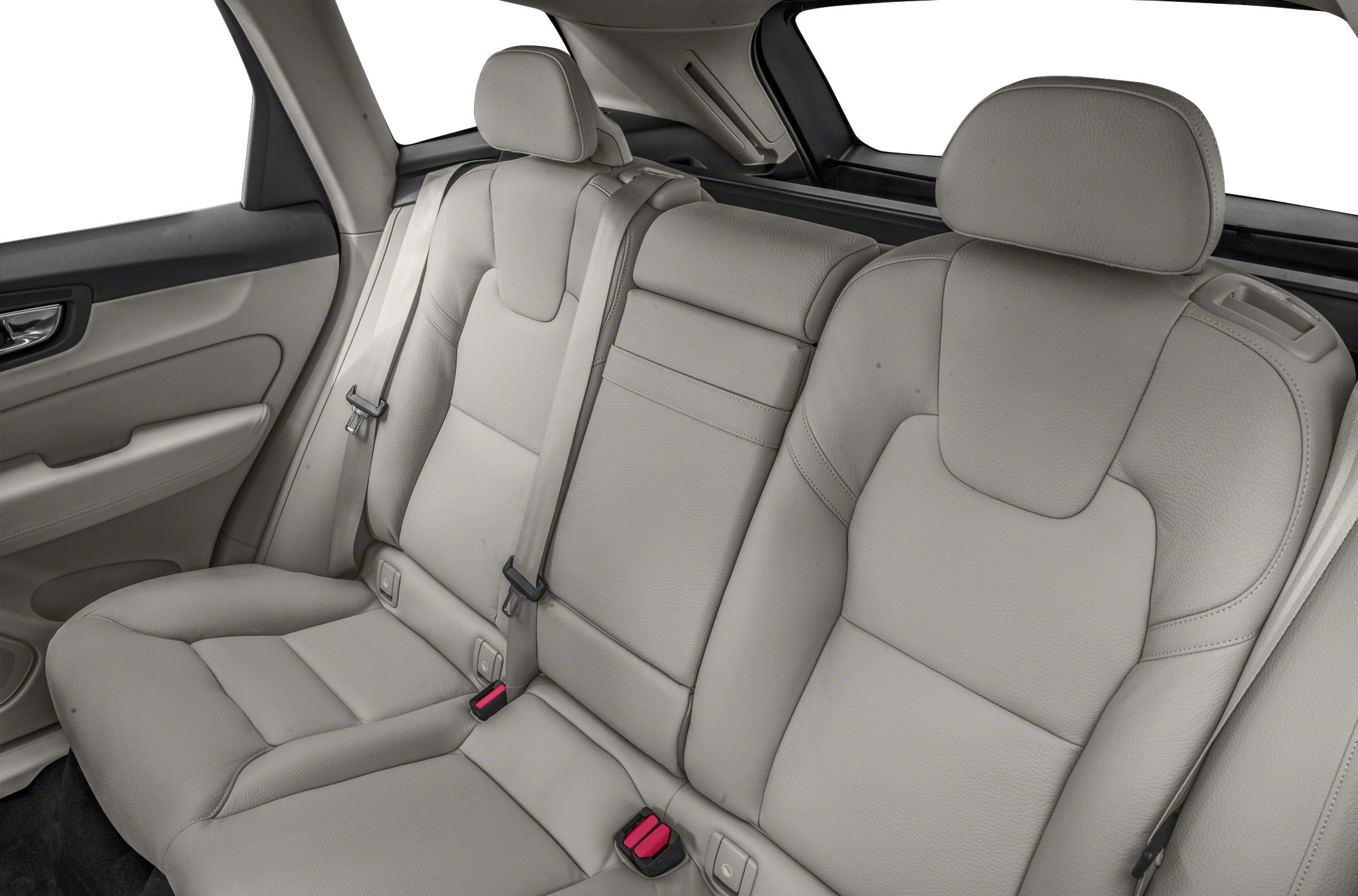 Premium rear leather seats with adjustable headrests and seat belts