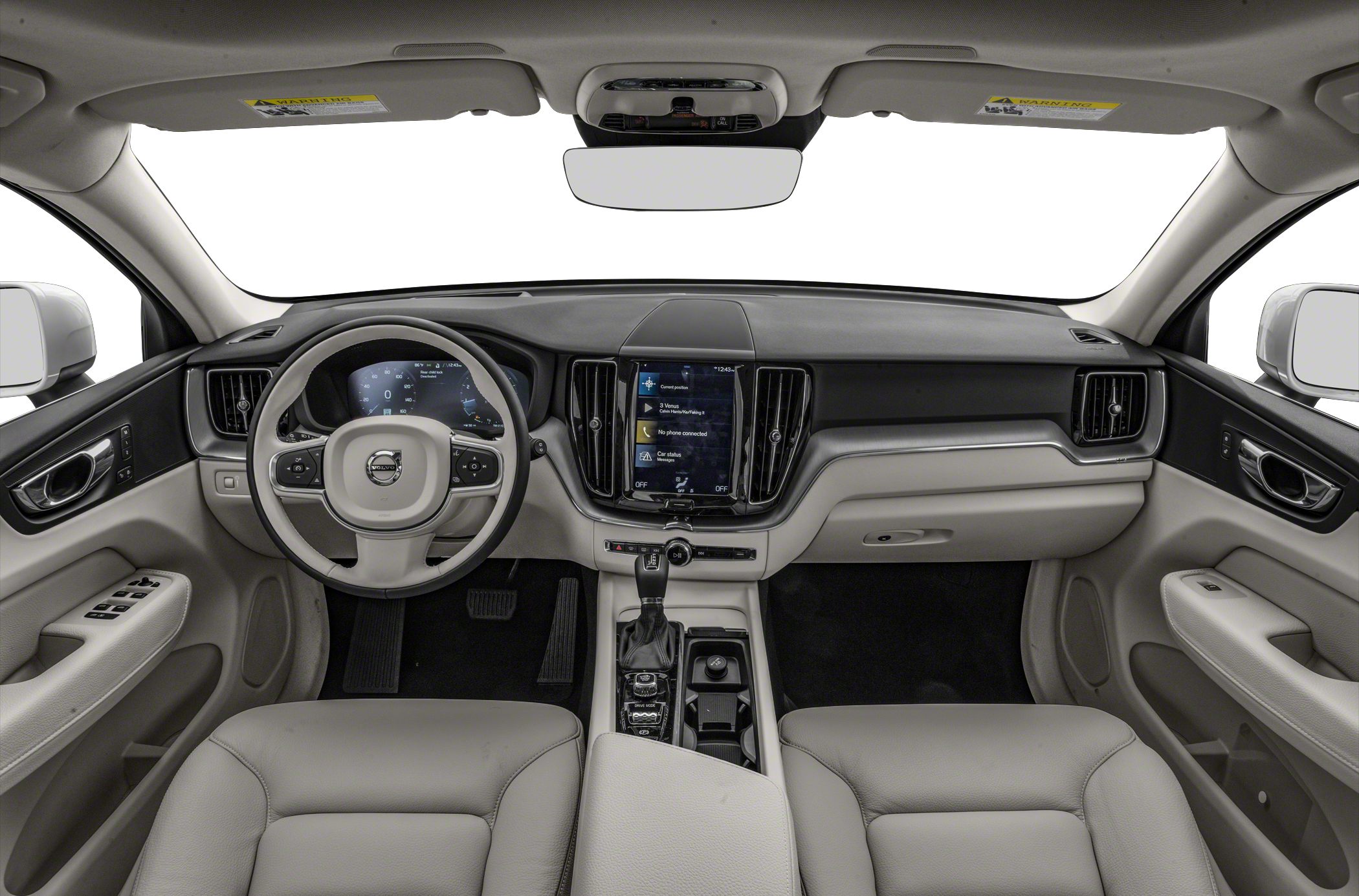 Dashboard with digital display and center touchscreen infotainment system
