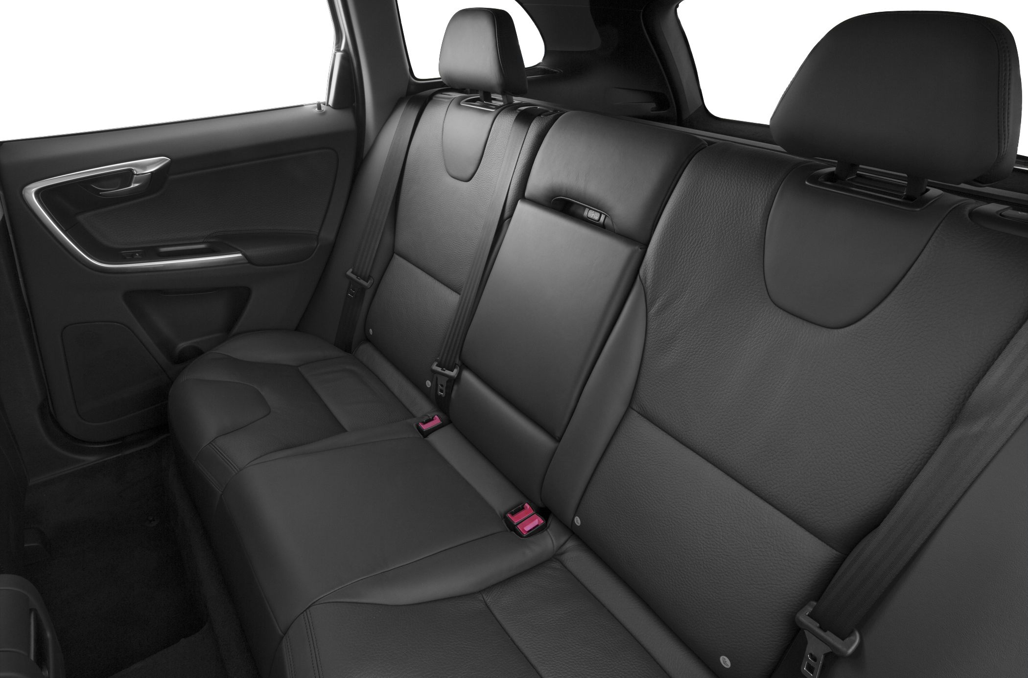 Black leather rear seats with headrests and foldable armrest