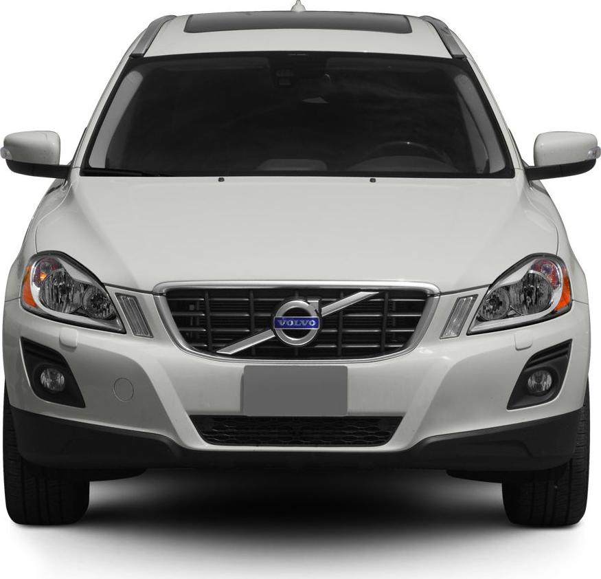Front view with grille, headlights and bumper of a white SUV