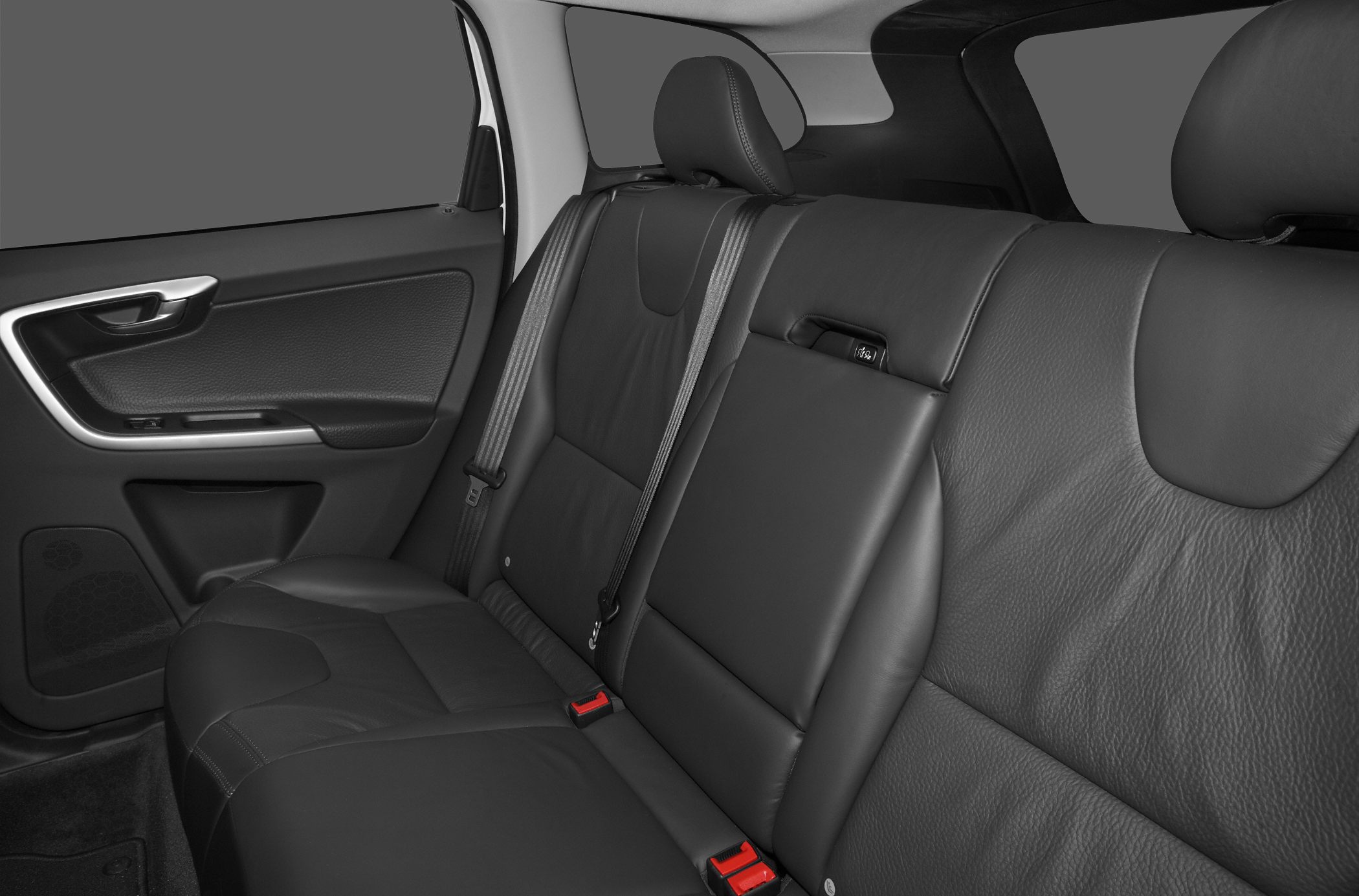 Rear leather seats with headrests and seat belts