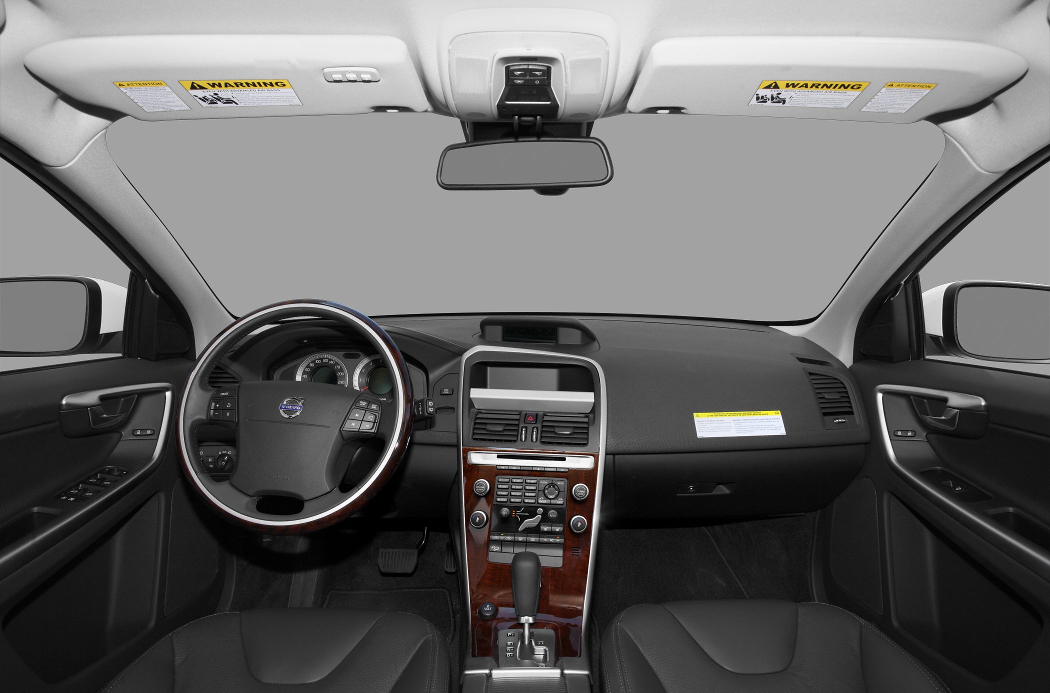 Dashboard, steering wheel, central console of a car interior
