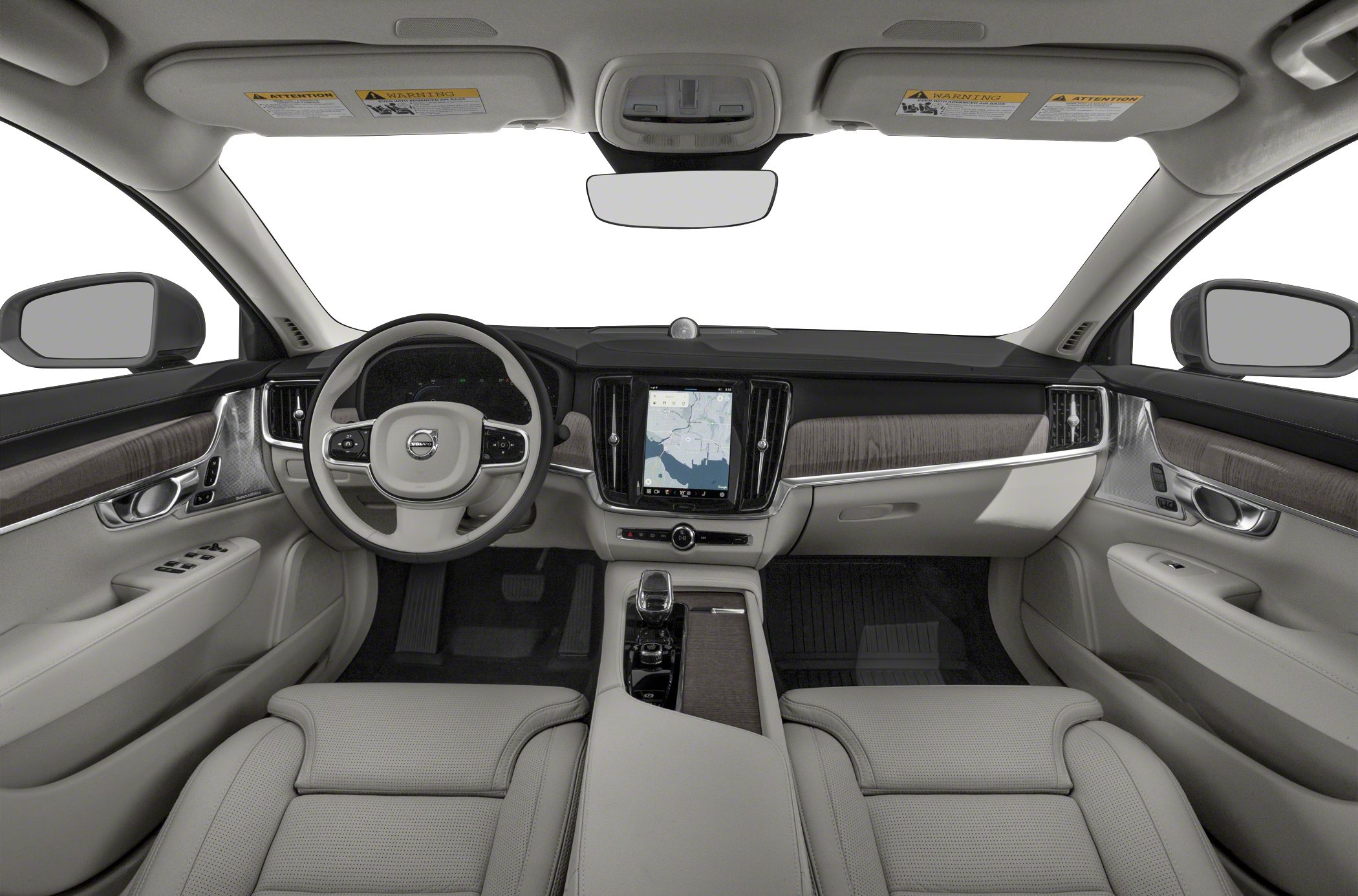 Digital dashboard and touchscreen infotainment with luxury steering wheel and wood trim