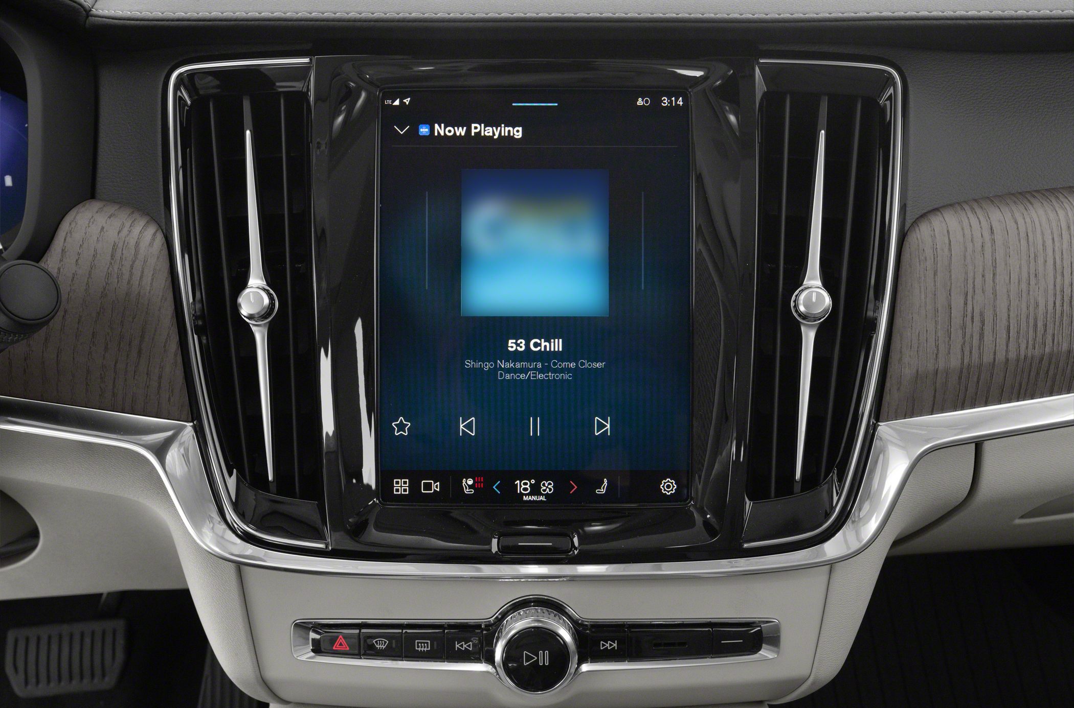Modern infotainment touchscreen with climate and media controls in car dashboard