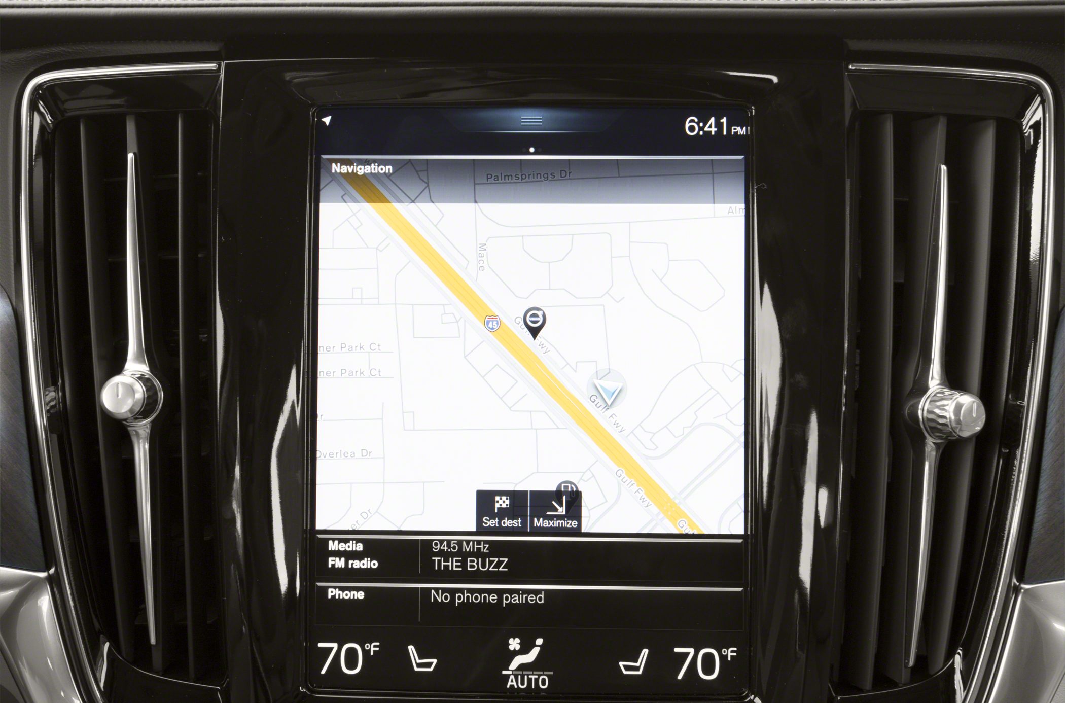 Touchscreen navigation and infotainment system with climate control display