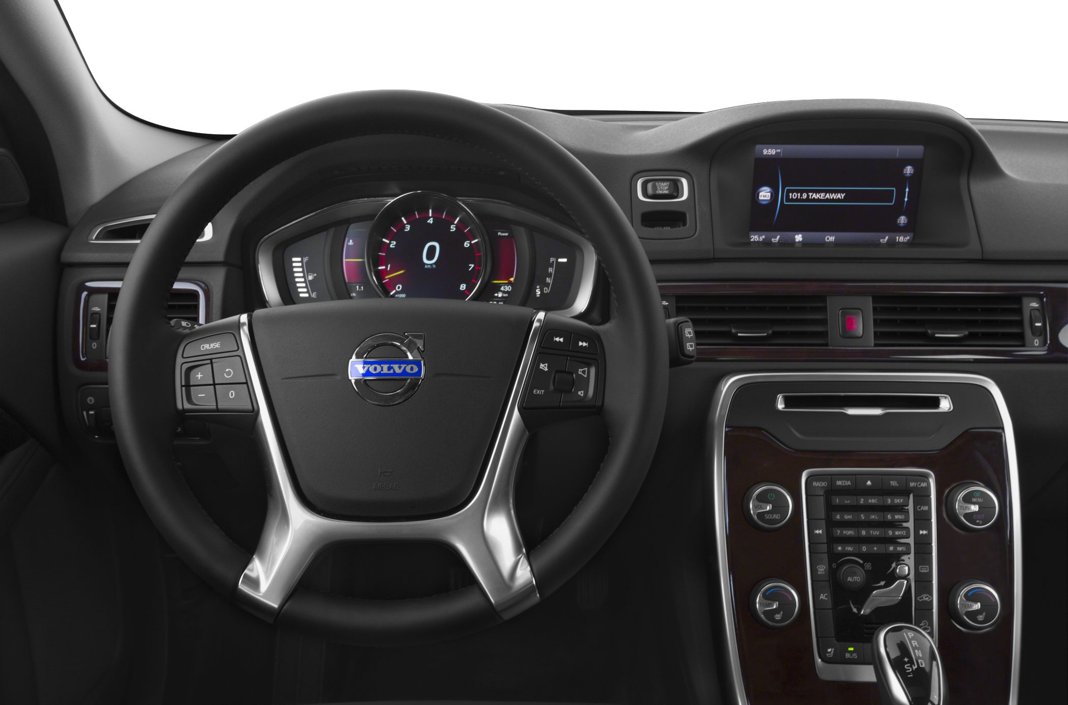 Steering wheel with digital instrument cluster and central multimedia control panel