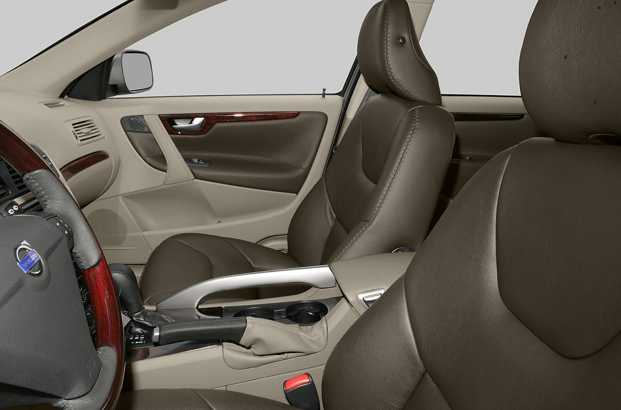 Leather seats with wood trim interior close-up