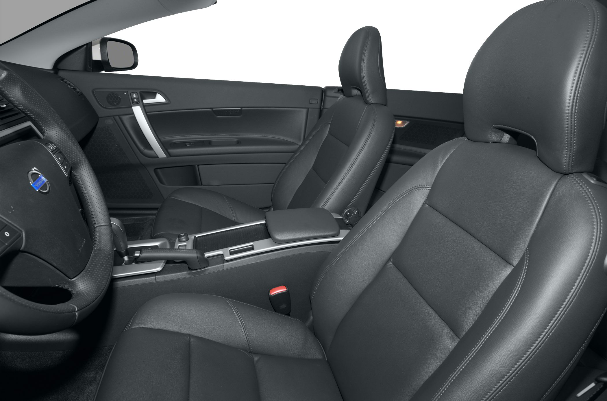 Black leather interior with detailed front seats and modern dashboard