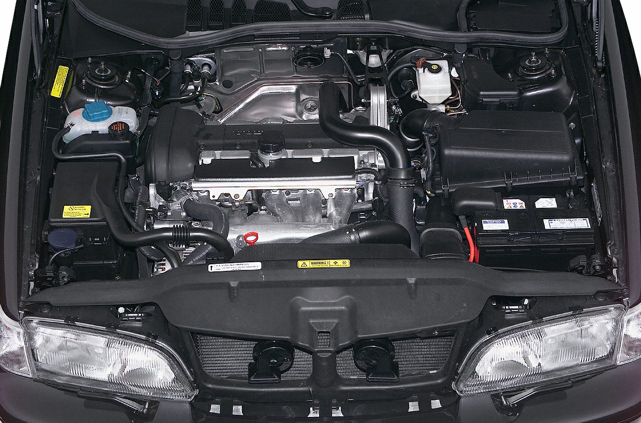 Engine bay with detailed view of components and layout