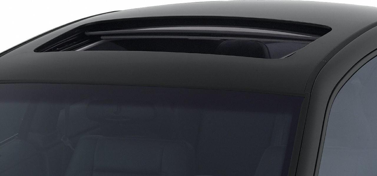Open sunroof on a sleek coupe roof