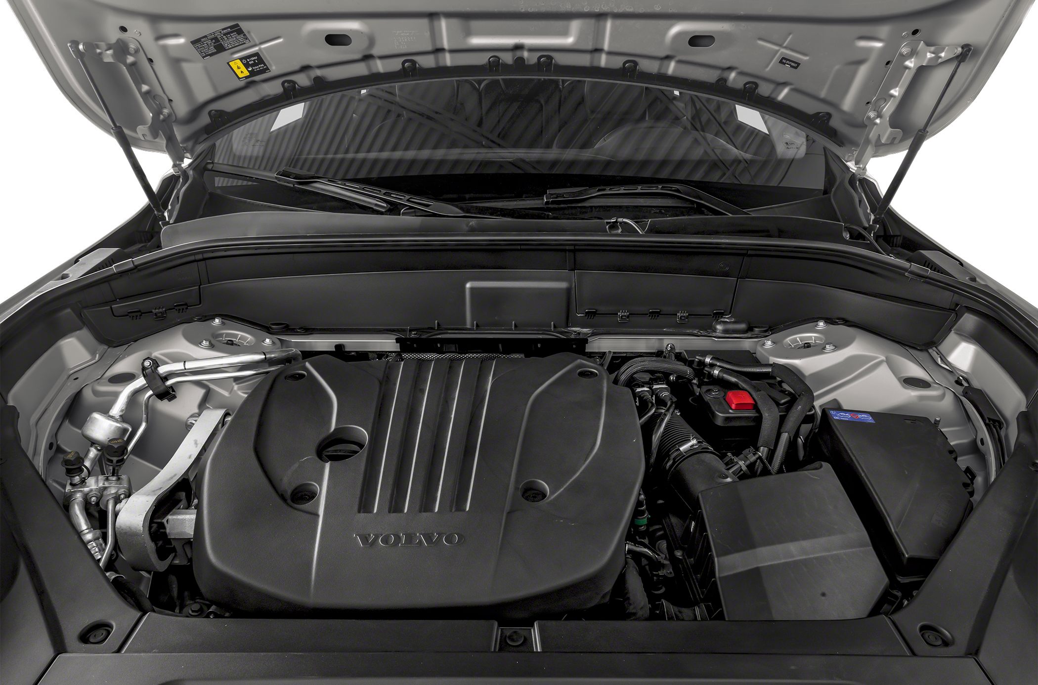 Engine compartment with modern engine cover and components