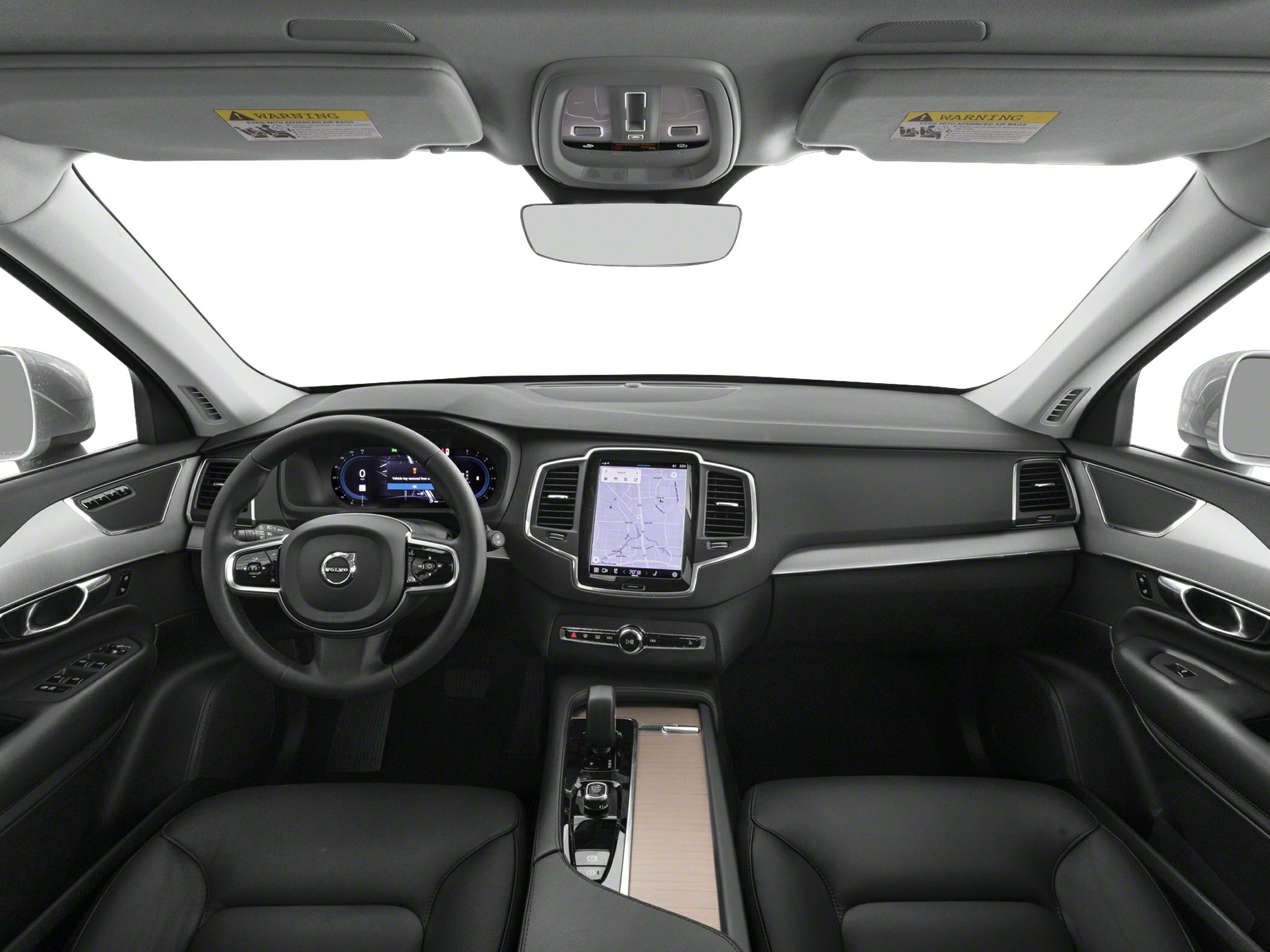 Modern car interior with digital dashboard and touchscreen infotainment
