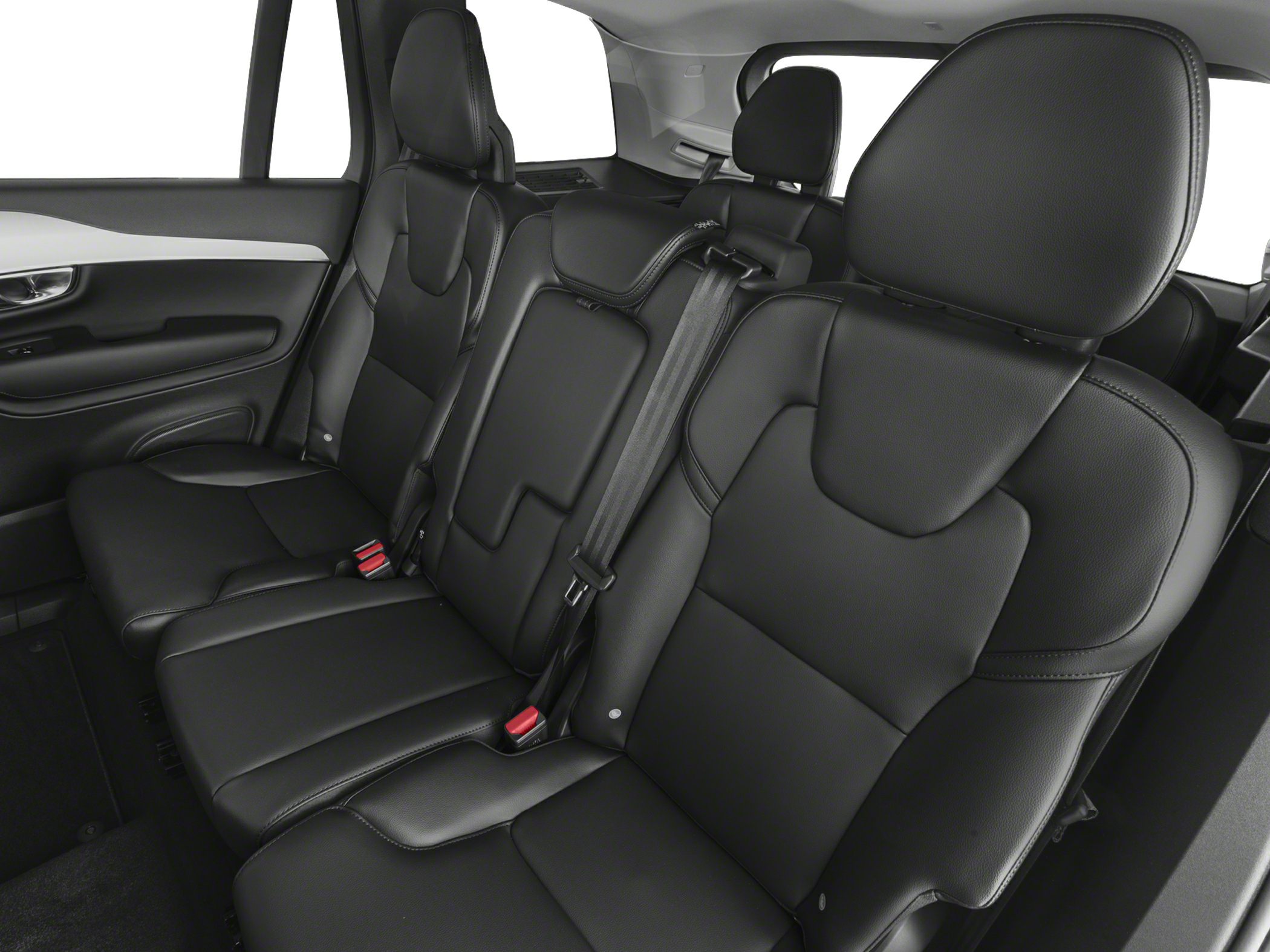 Luxurious black leather rear seats with ergonomic design and three seating positions