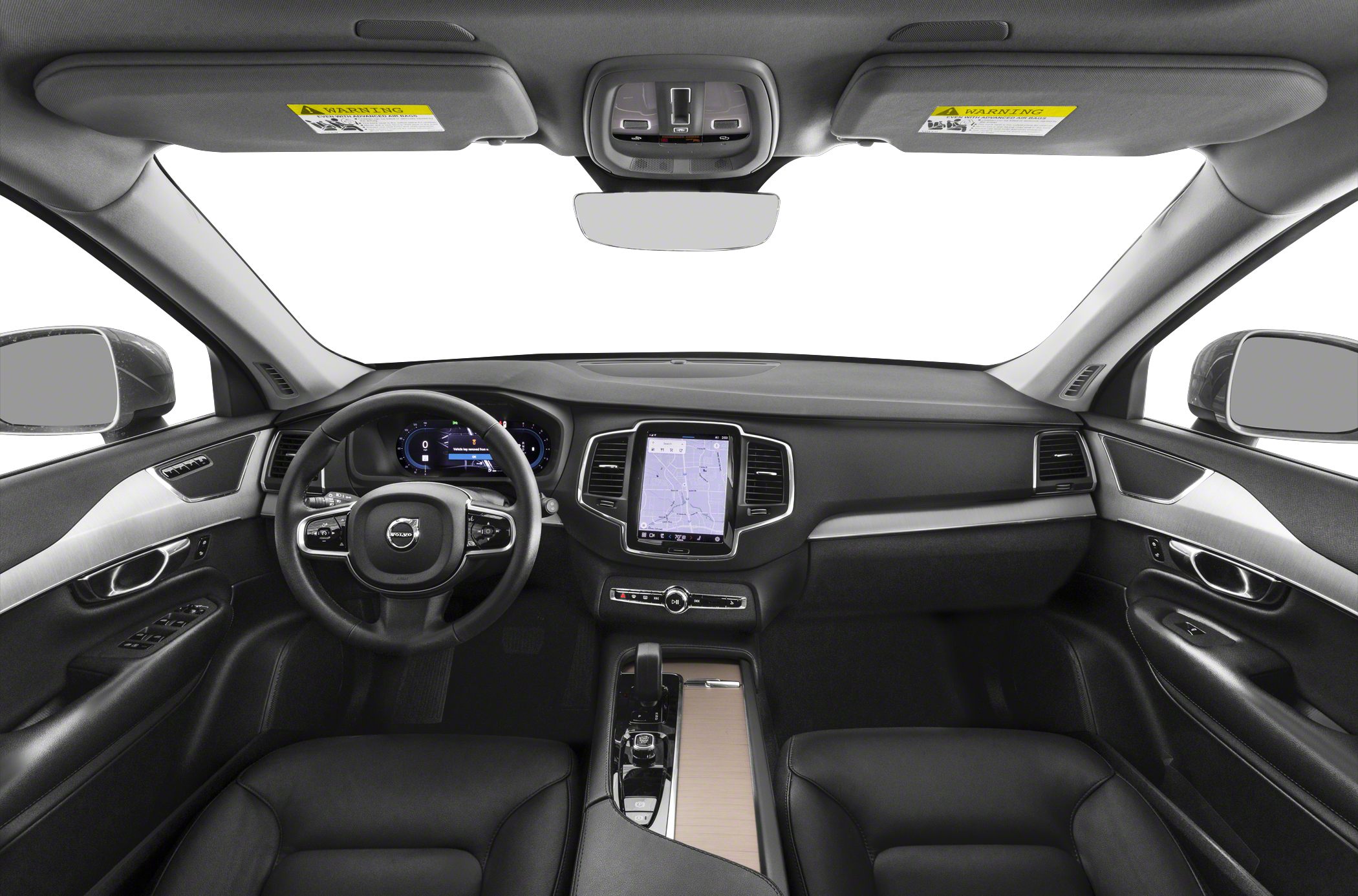 Interior dashboard with digital cluster and vertical touchscreen infotainment