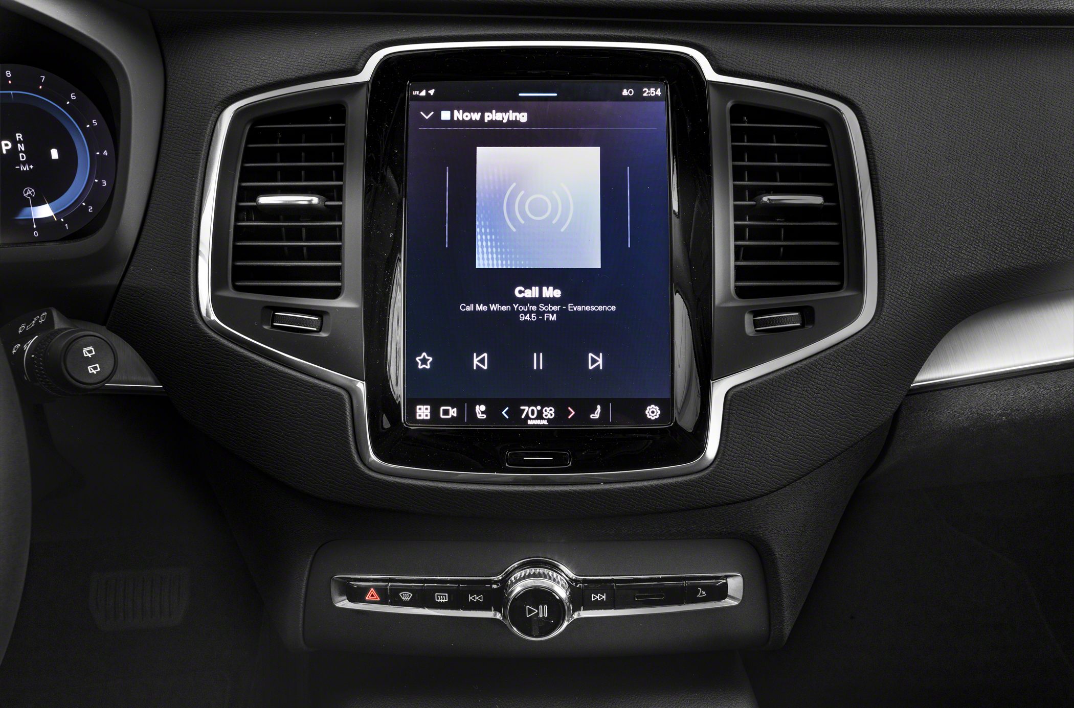 Central touchscreen infotainment with climate and media controls