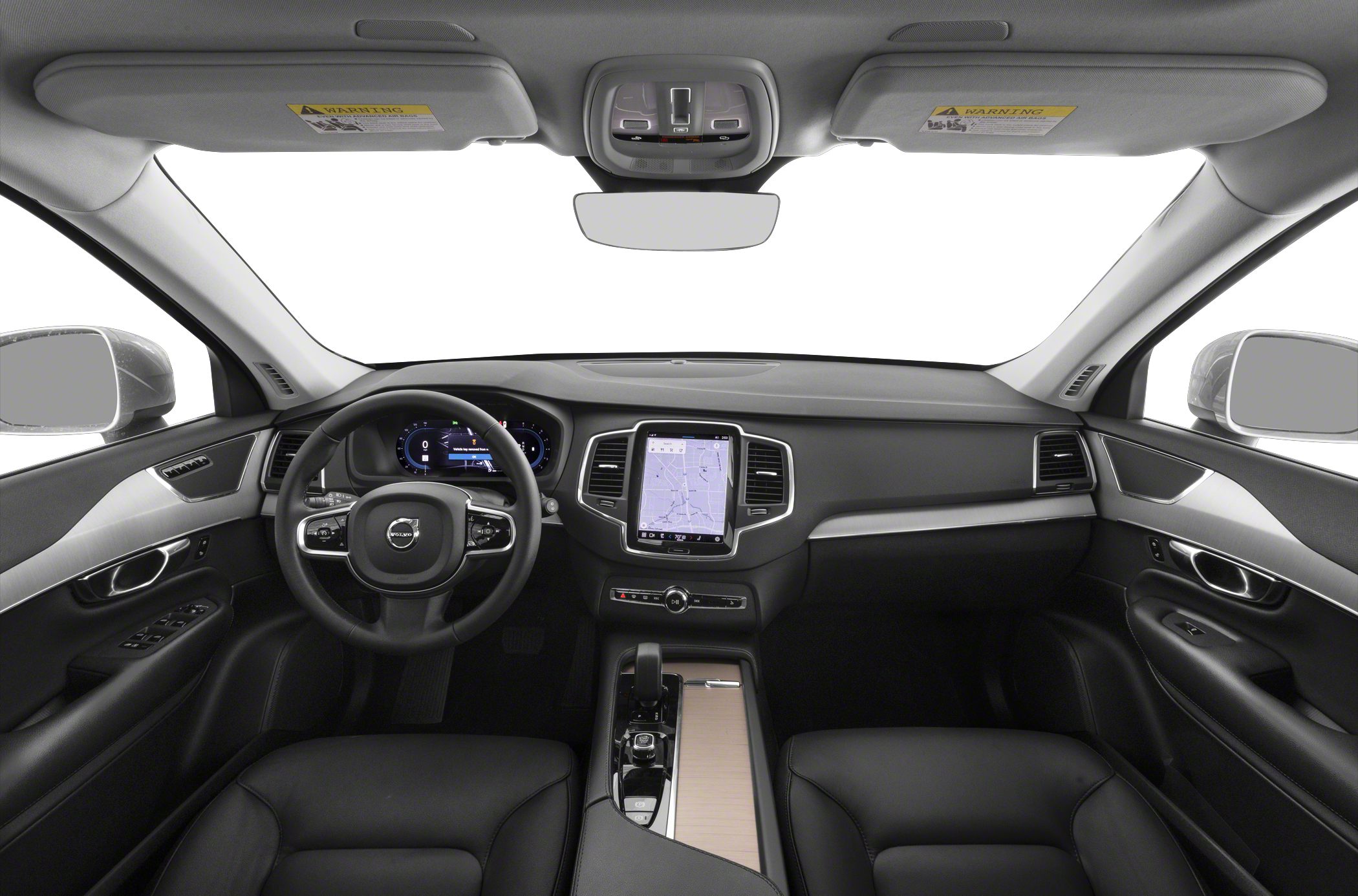 Digital instrument cluster and central touchscreen navigation system in a luxury SUV interior
