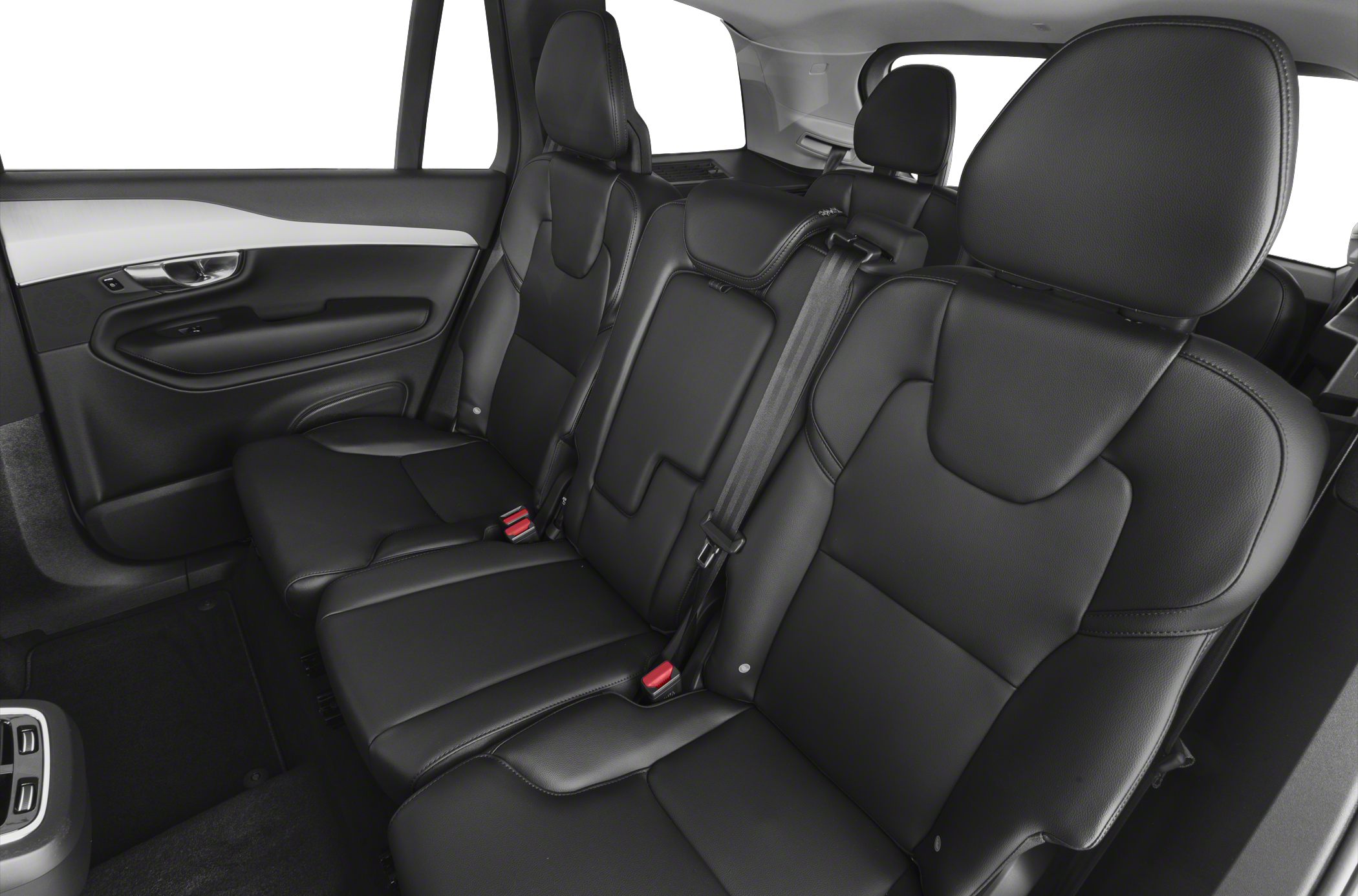 Black leather rear seats with headrests and seat belts