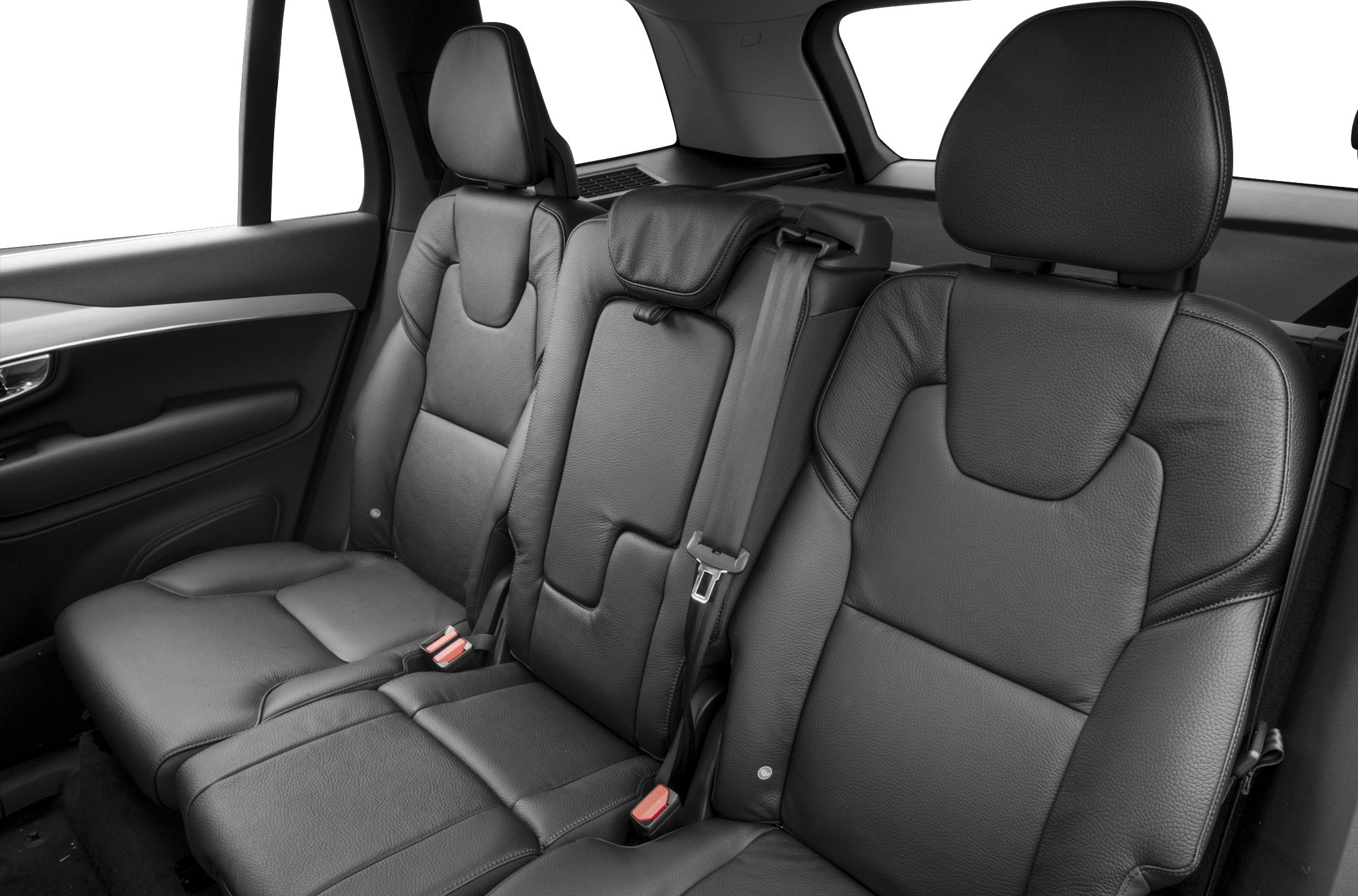 Black leather rear seats with headrests and seat belts