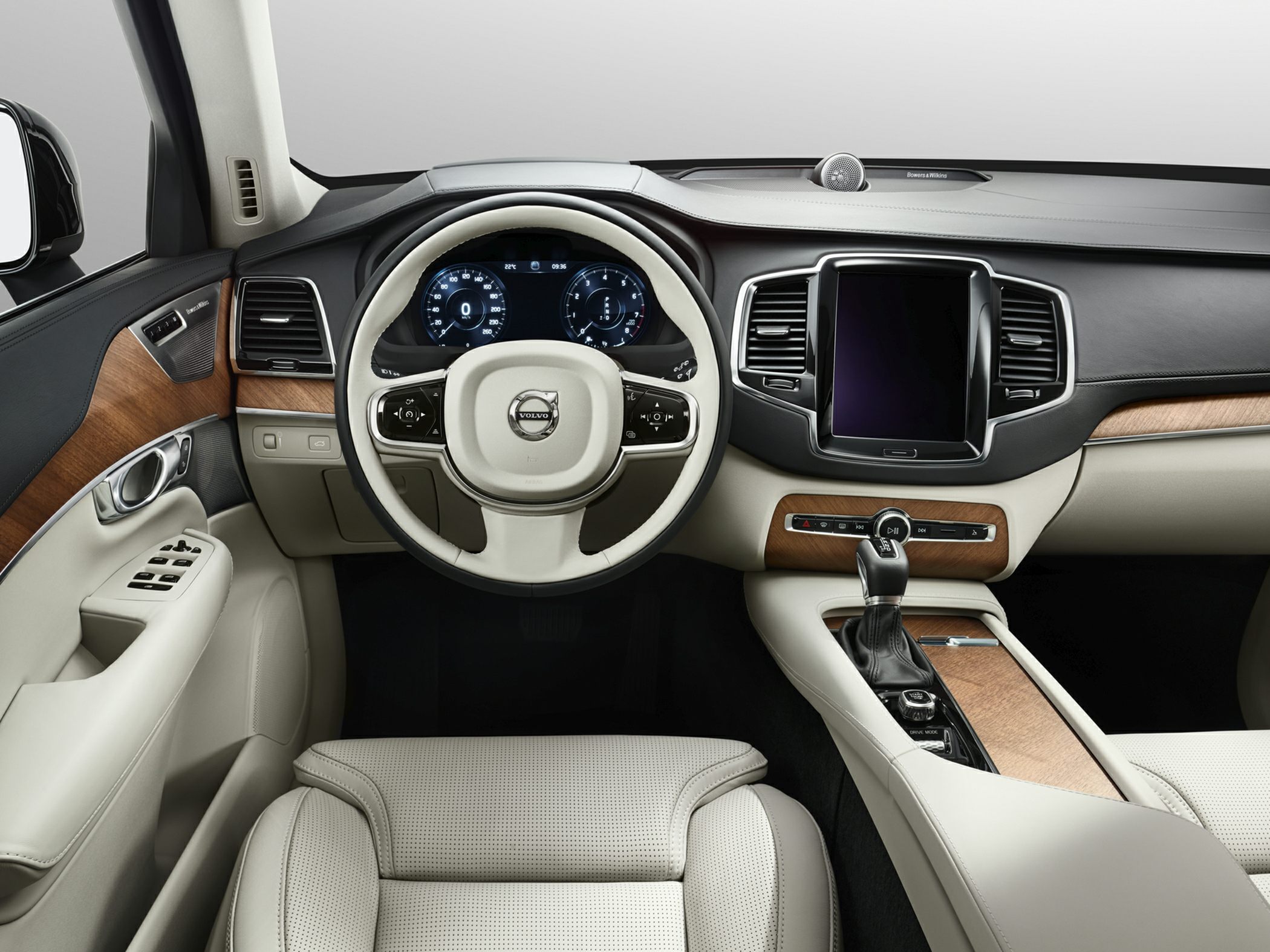 Luxury interior with digital instrument cluster and wood trim dashboard