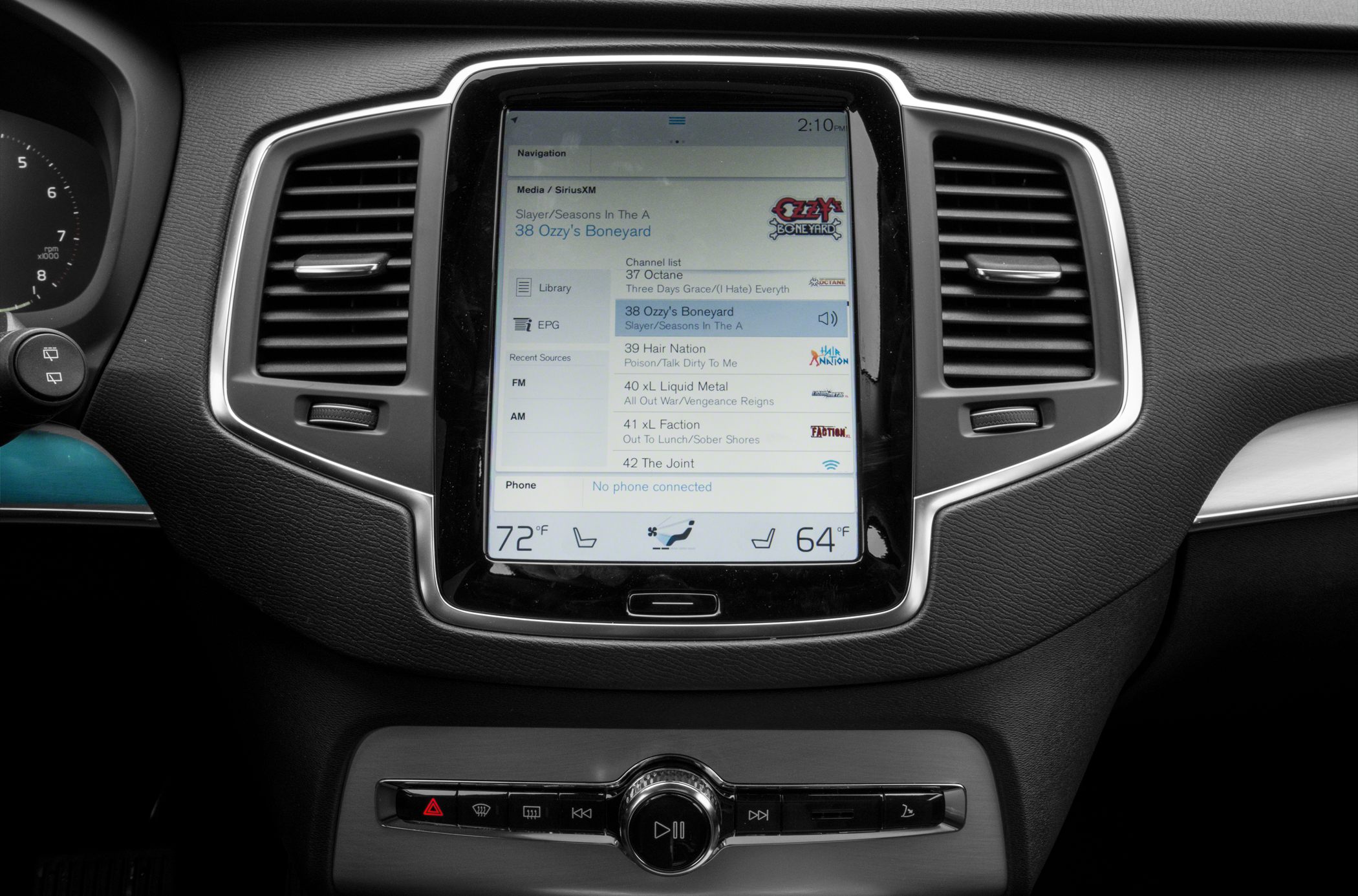 Center console touchscreen infotainment and climate control interface