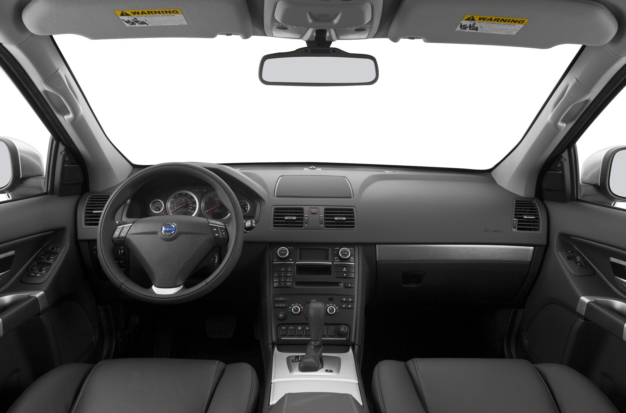 Dashboard, steering wheel, and central control panel of an SUV interior