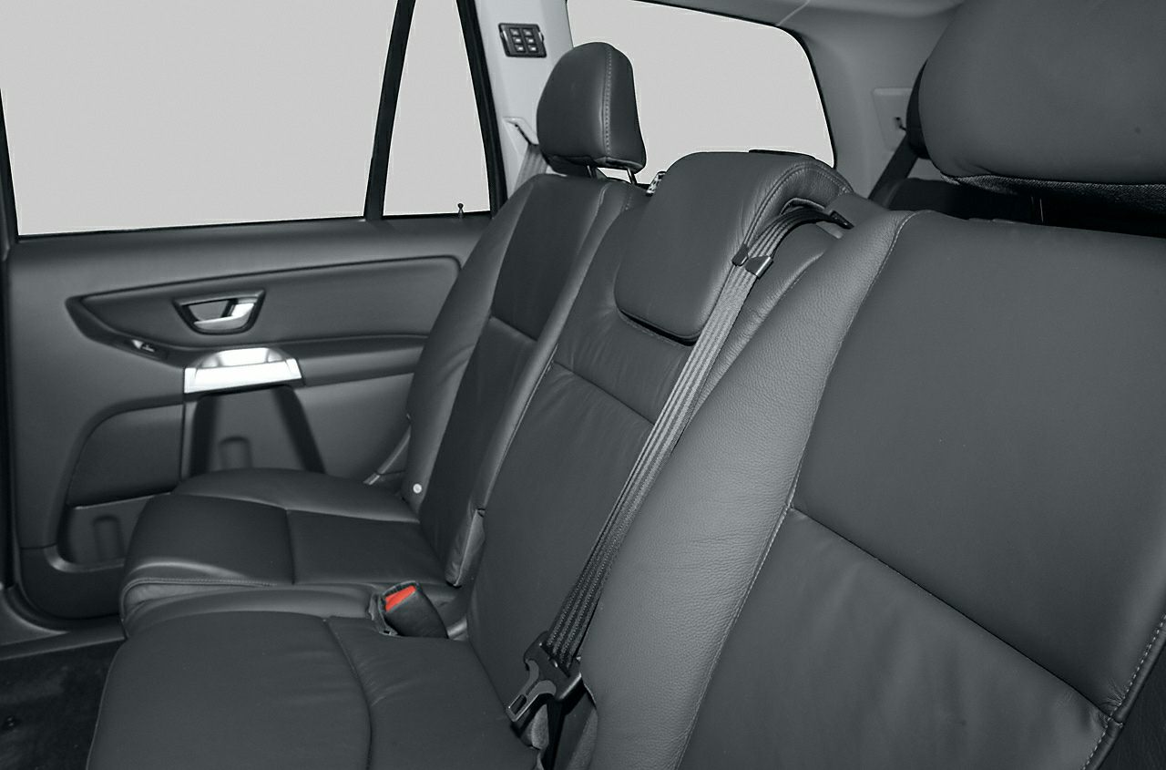 Leather rear seats and door panel in SUV interior
