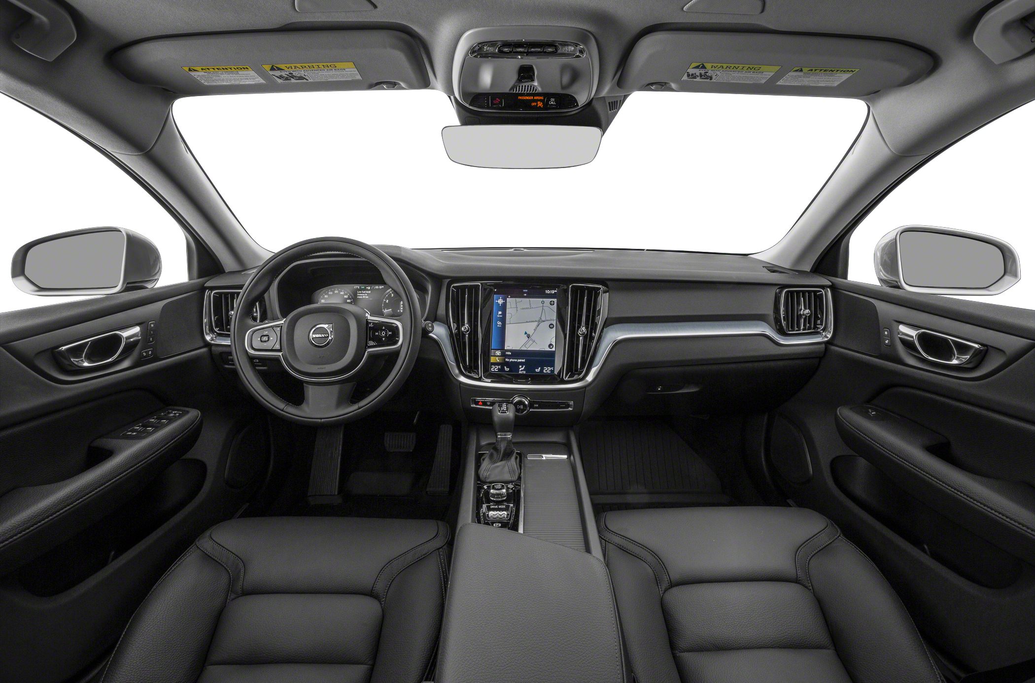 Digital dashboard, central touchscreen, ergonomic steering wheel, leather seats