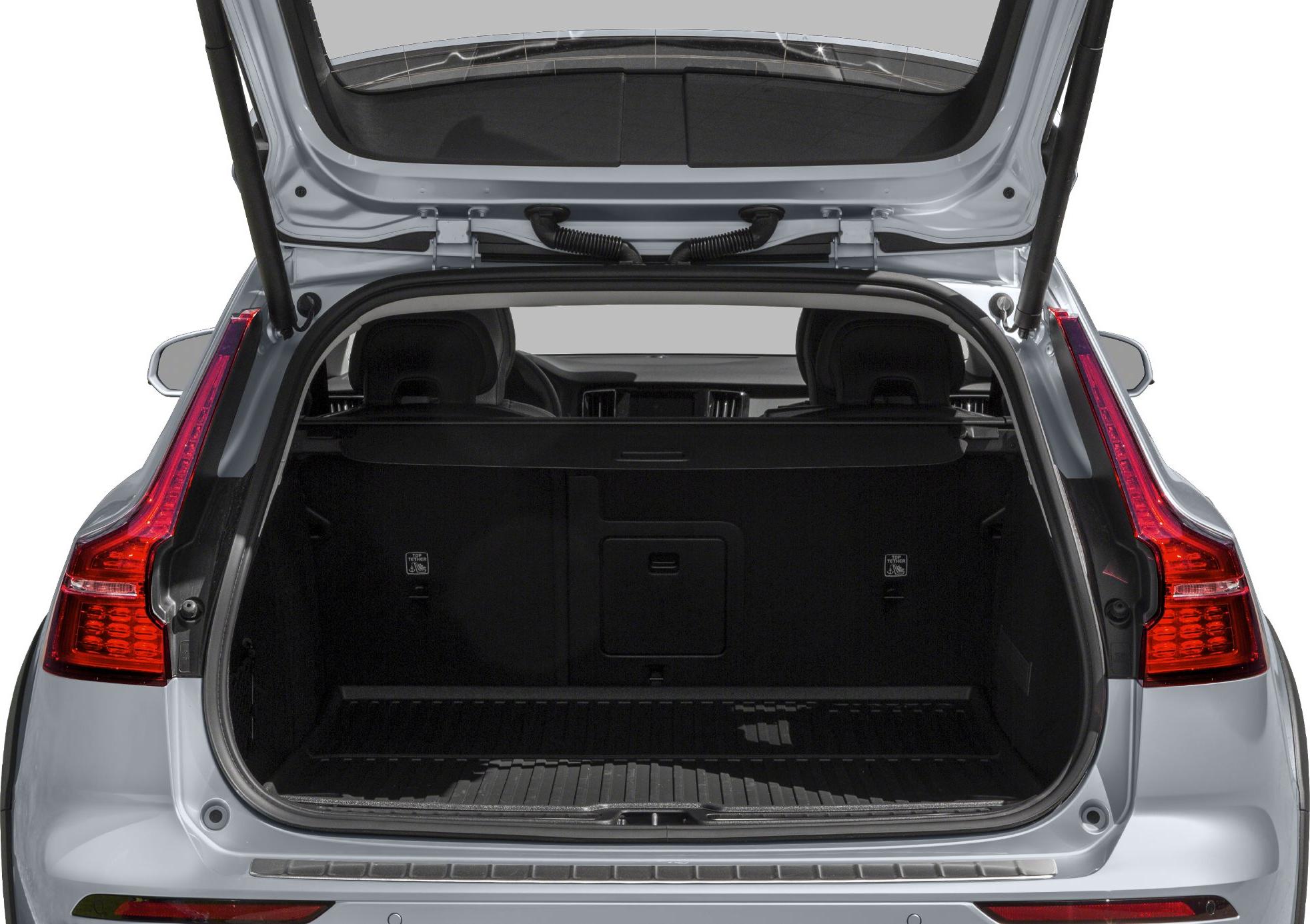 Open rear cargo area with spacious trunk and vertical LED taillights