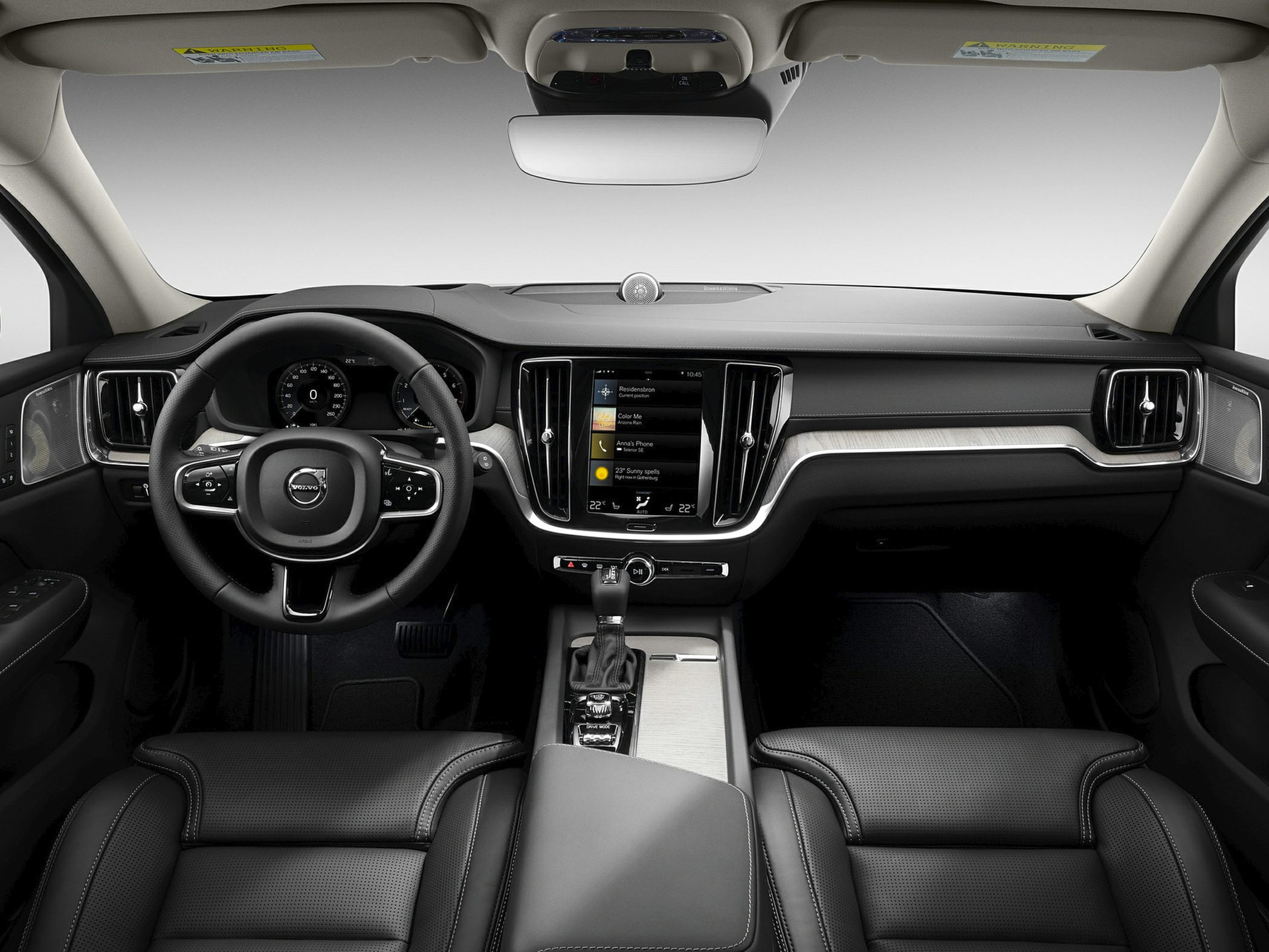 Dashboard and steering wheel with touchscreen infotainment
