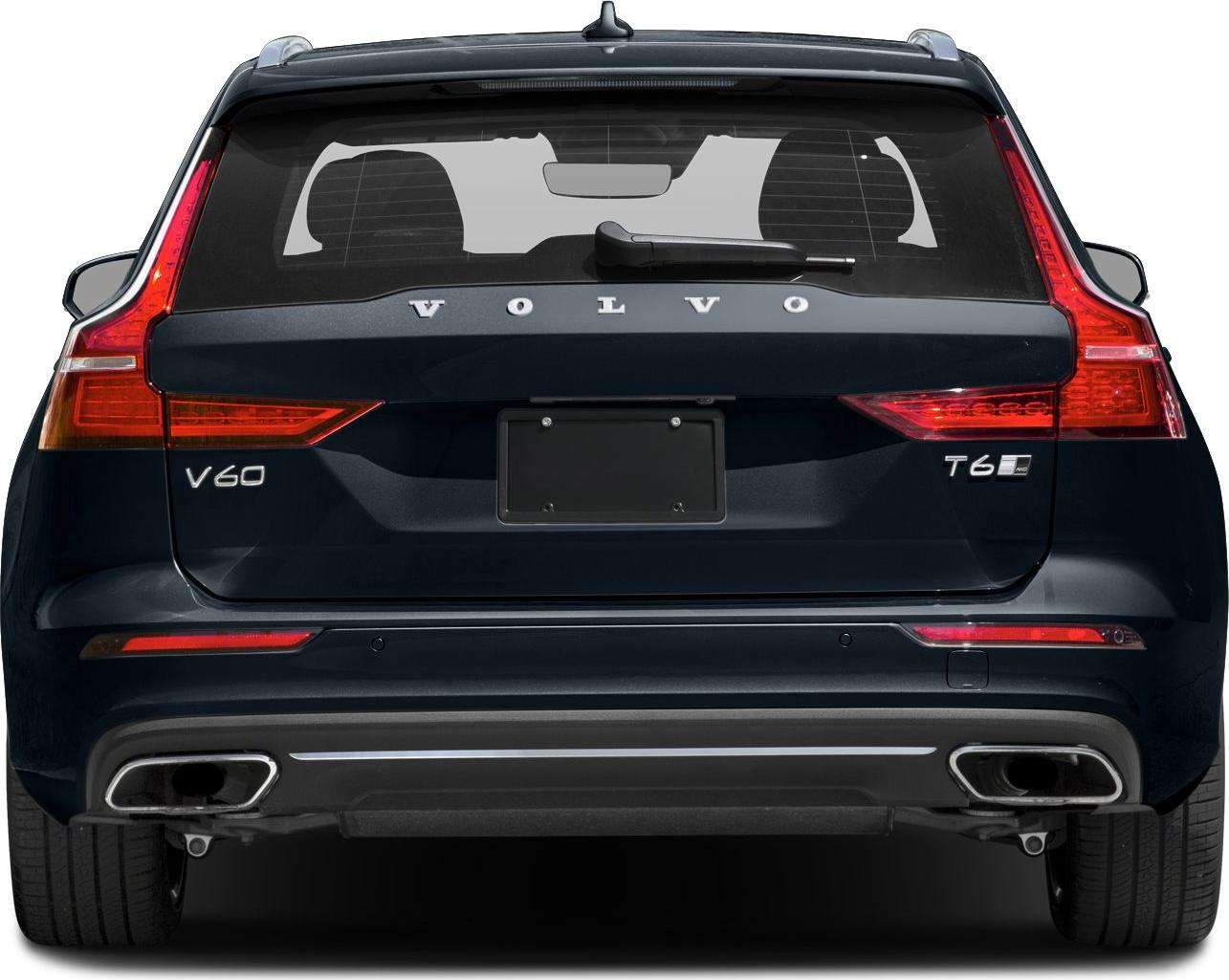 Rear tail lights and dual exhaust of a modern station wagon