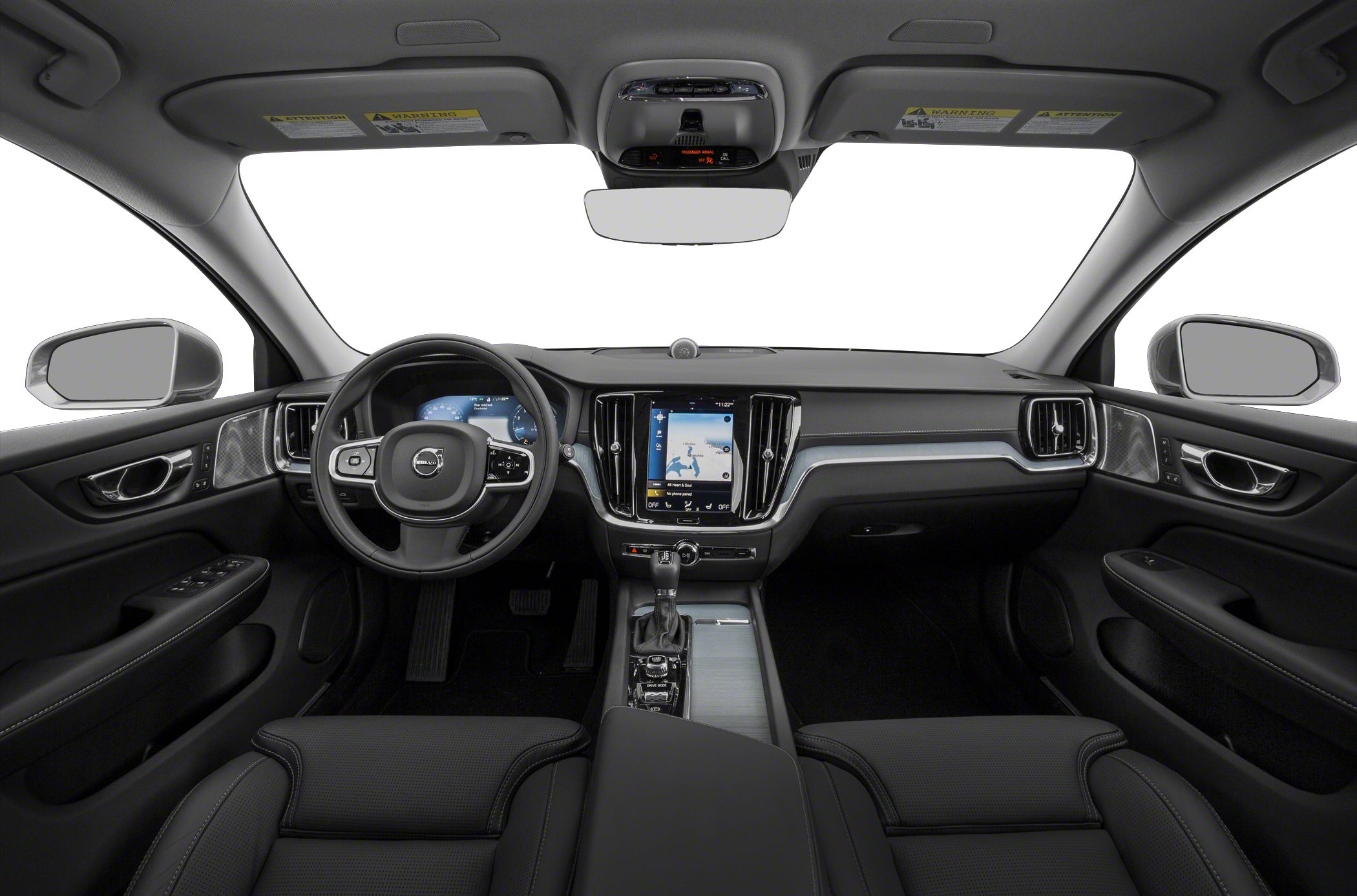 Modern car dashboard with digital instrument cluster and touchscreen infotainment