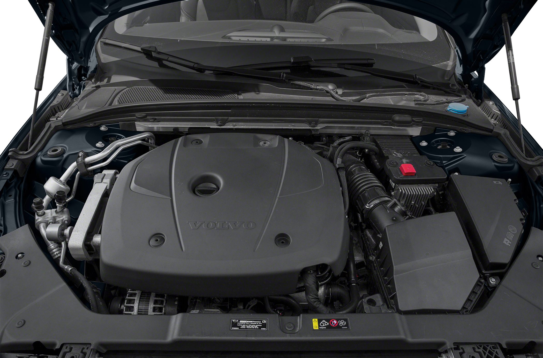 Engine bay with modern engine cover and surrounding car components