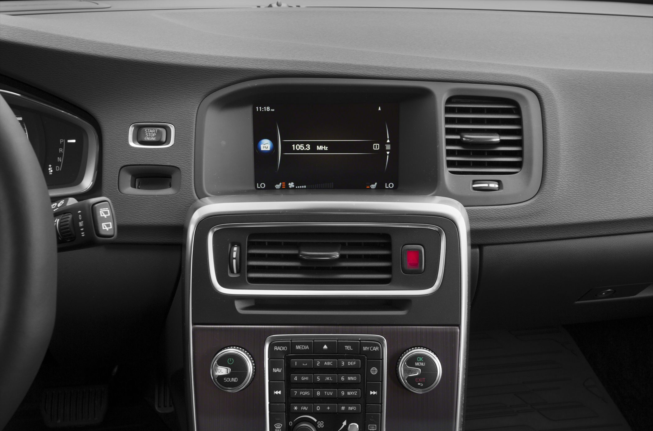Center dashboard with radio display and air vents