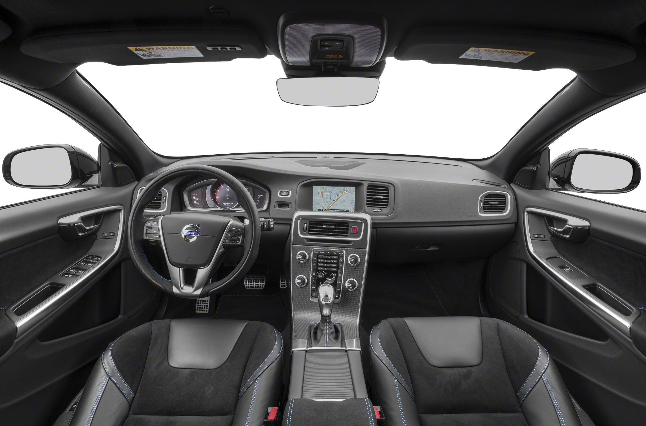 Modern car interior with central navigation display and control panel