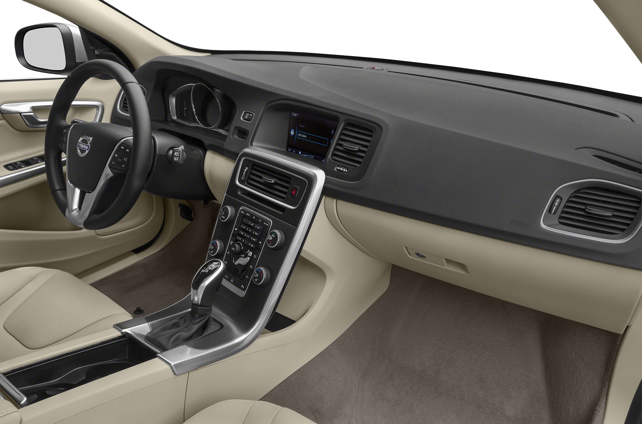 Dashboard and center console with gear shifter and controls