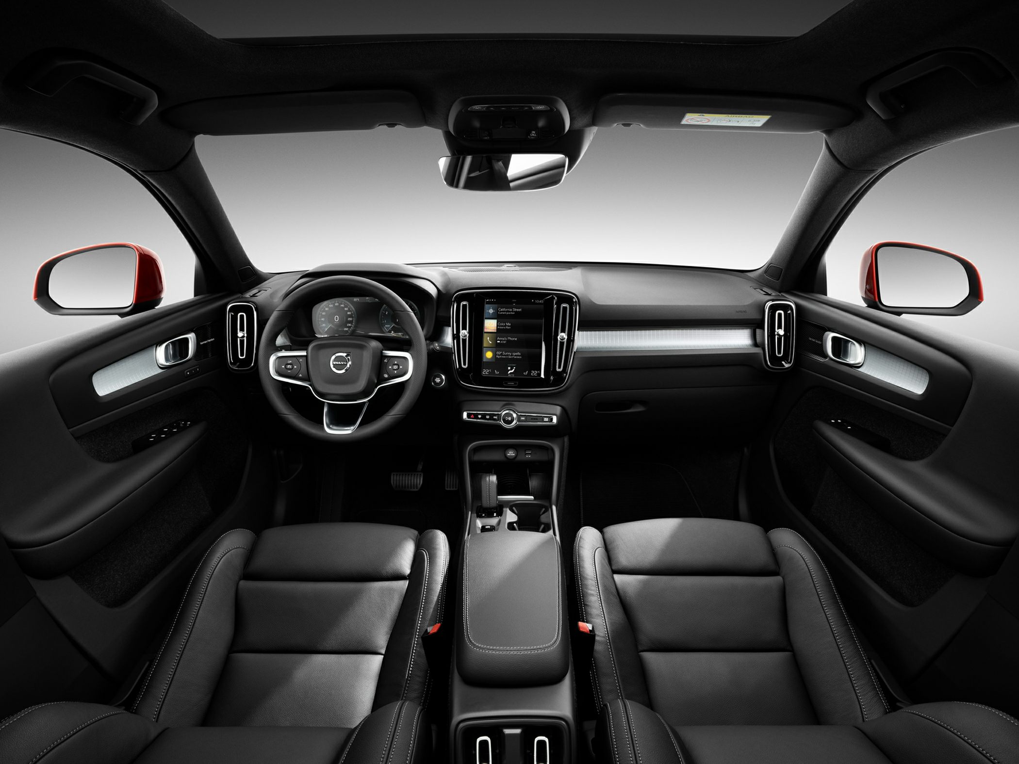 Digital dashboard and touchscreen infotainment system with leather seats