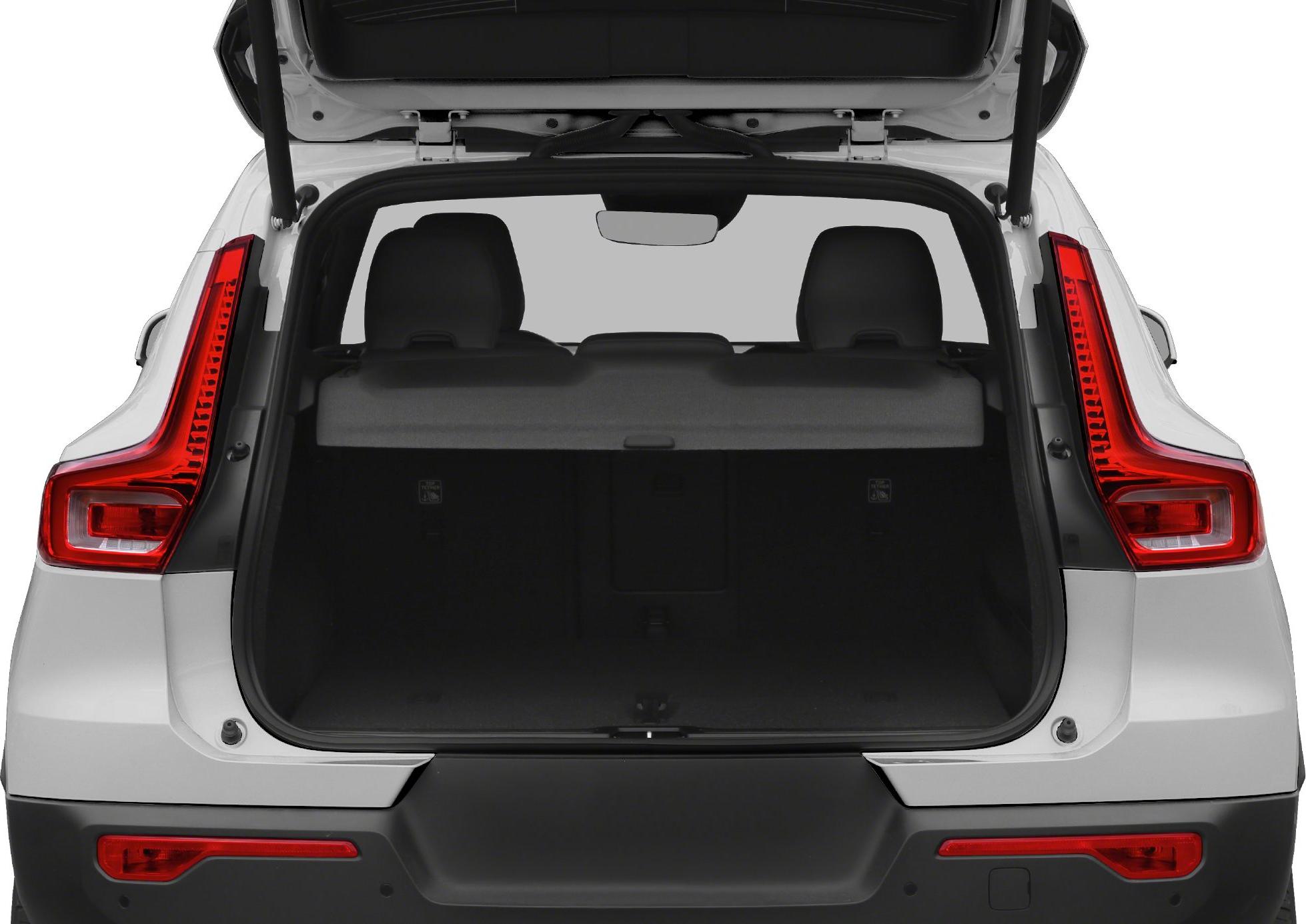 SUV rear open tailgate and cargo space with rear seats visible