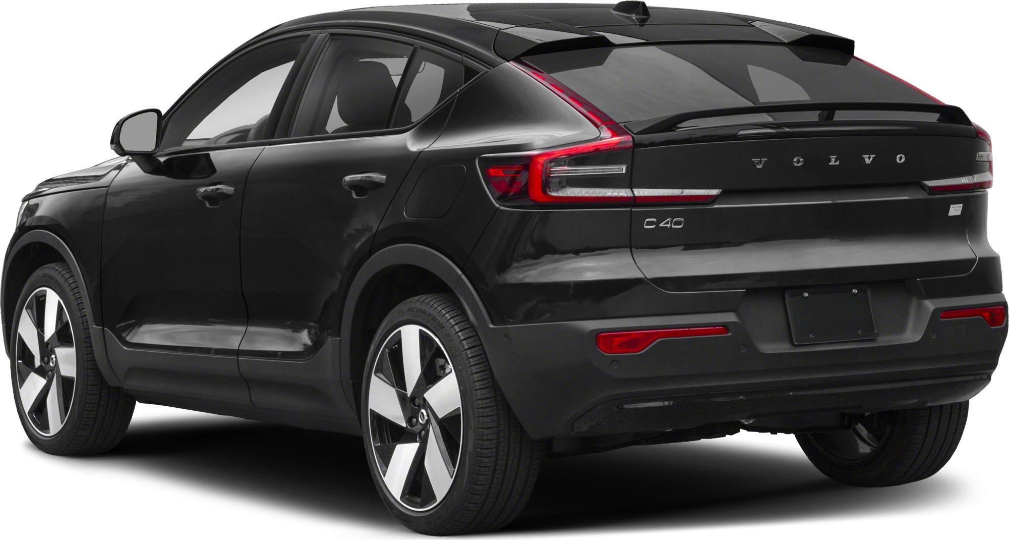Rear view of sleek electric SUV with distinctive taillights and alloy wheels