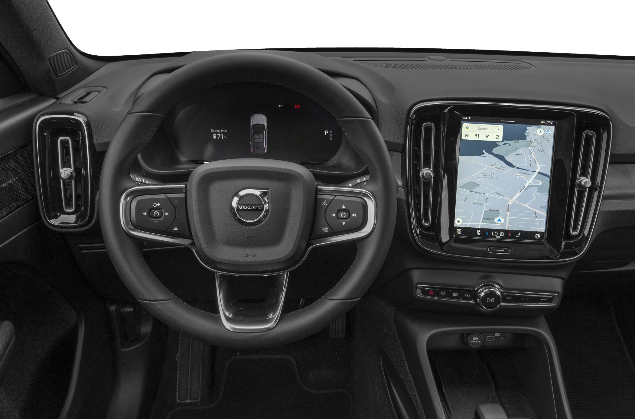 Digital dashboard and central touchscreen interface with navigation map