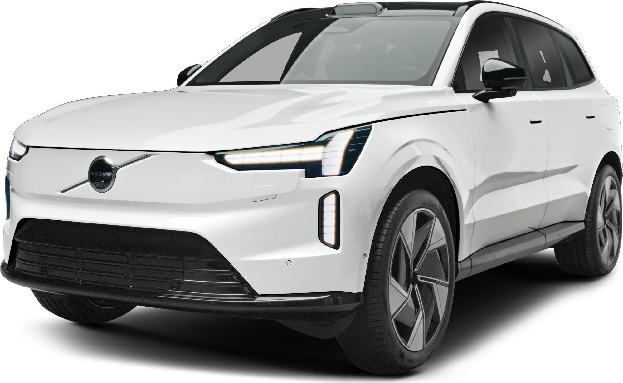 Front view with distinctive LED headlights and aerodynamic wheels