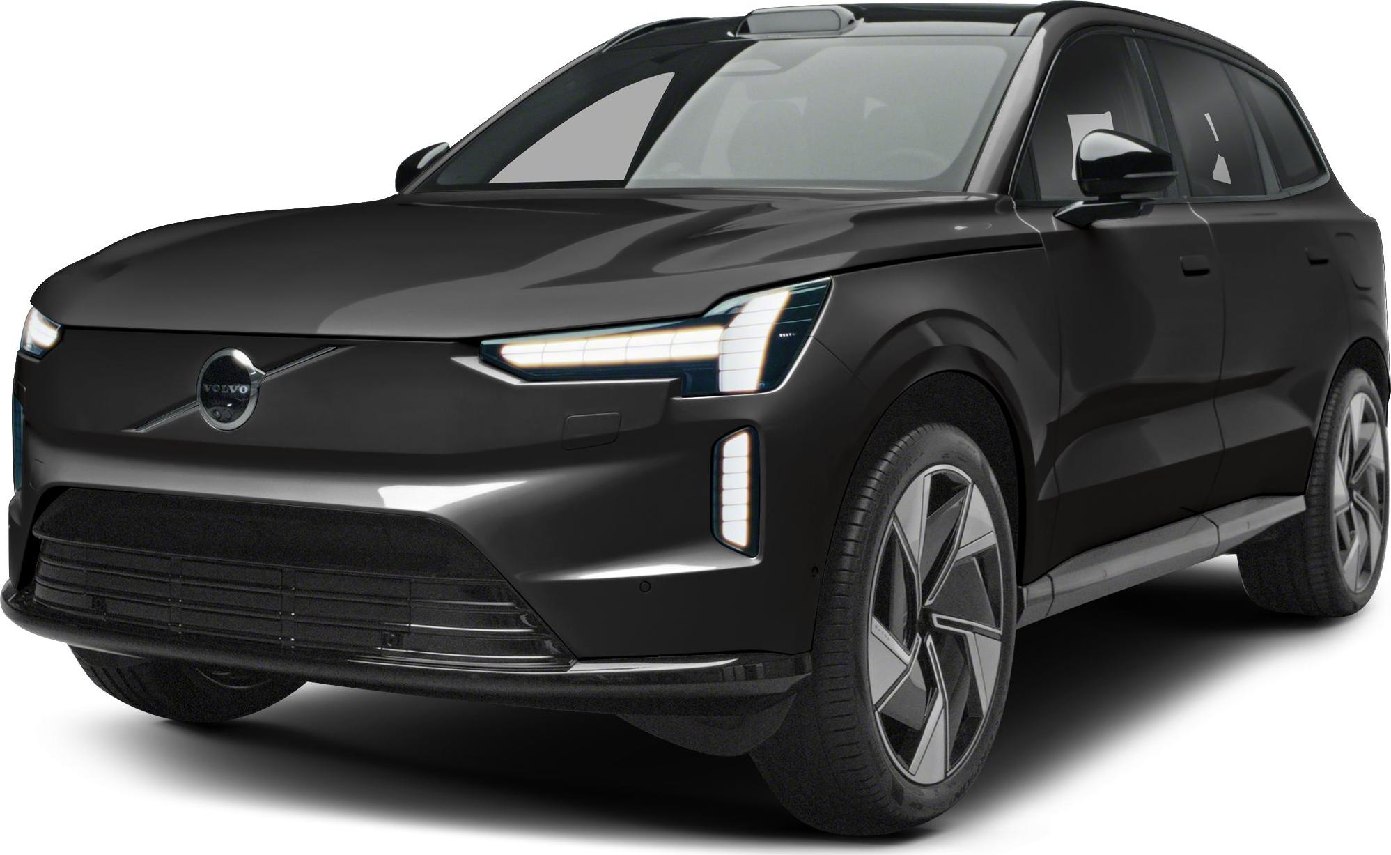 Front view of electric SUV with LED headlights and aerodynamic styling