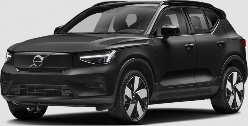 Sleek matte black electric SUV with aerodynamic design and modern alloy wheels