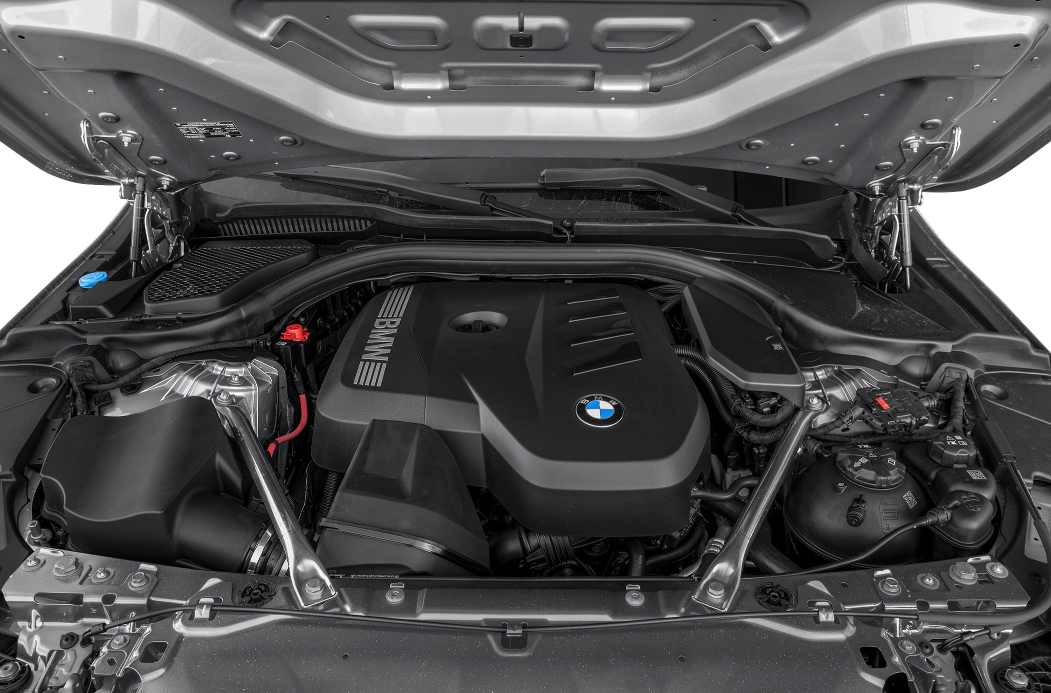 Modern engine bay with engine cover and chassis braces