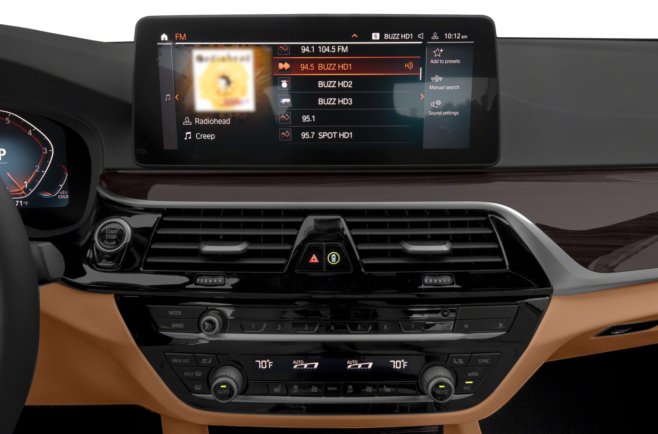 Digital infotainment screen and dual-zone climate control panel