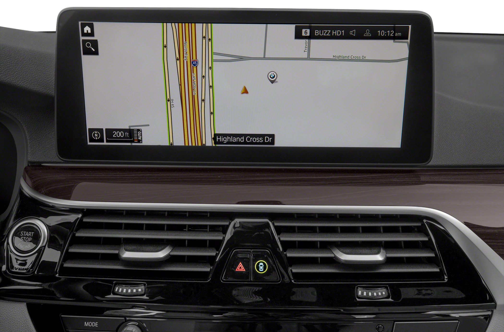 High-res navigation screen with dashboard controls and vents
