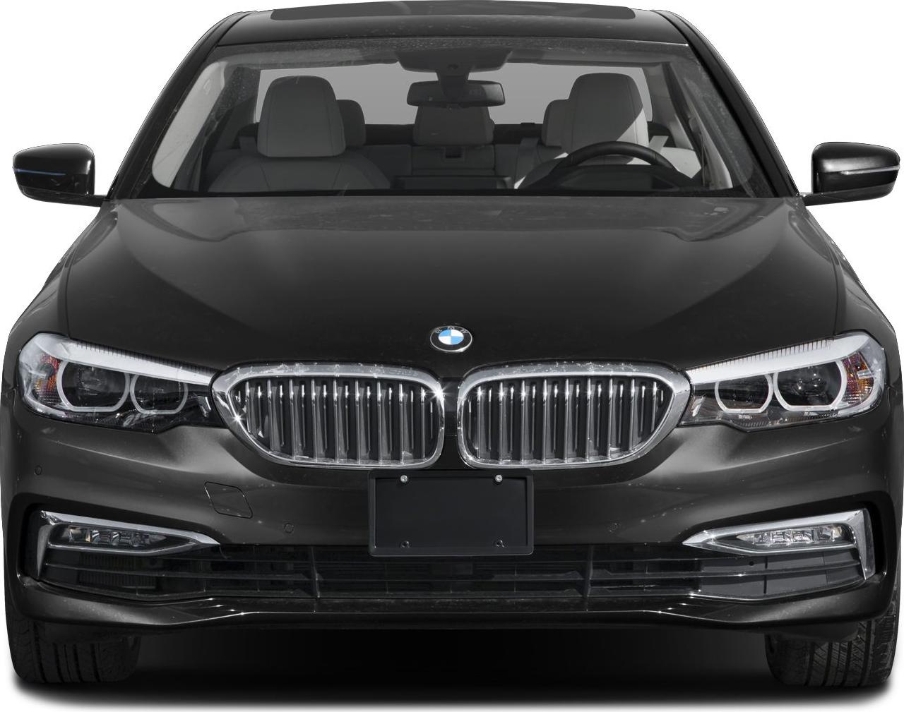 Front view of a sedan with kidney grille and LED headlights